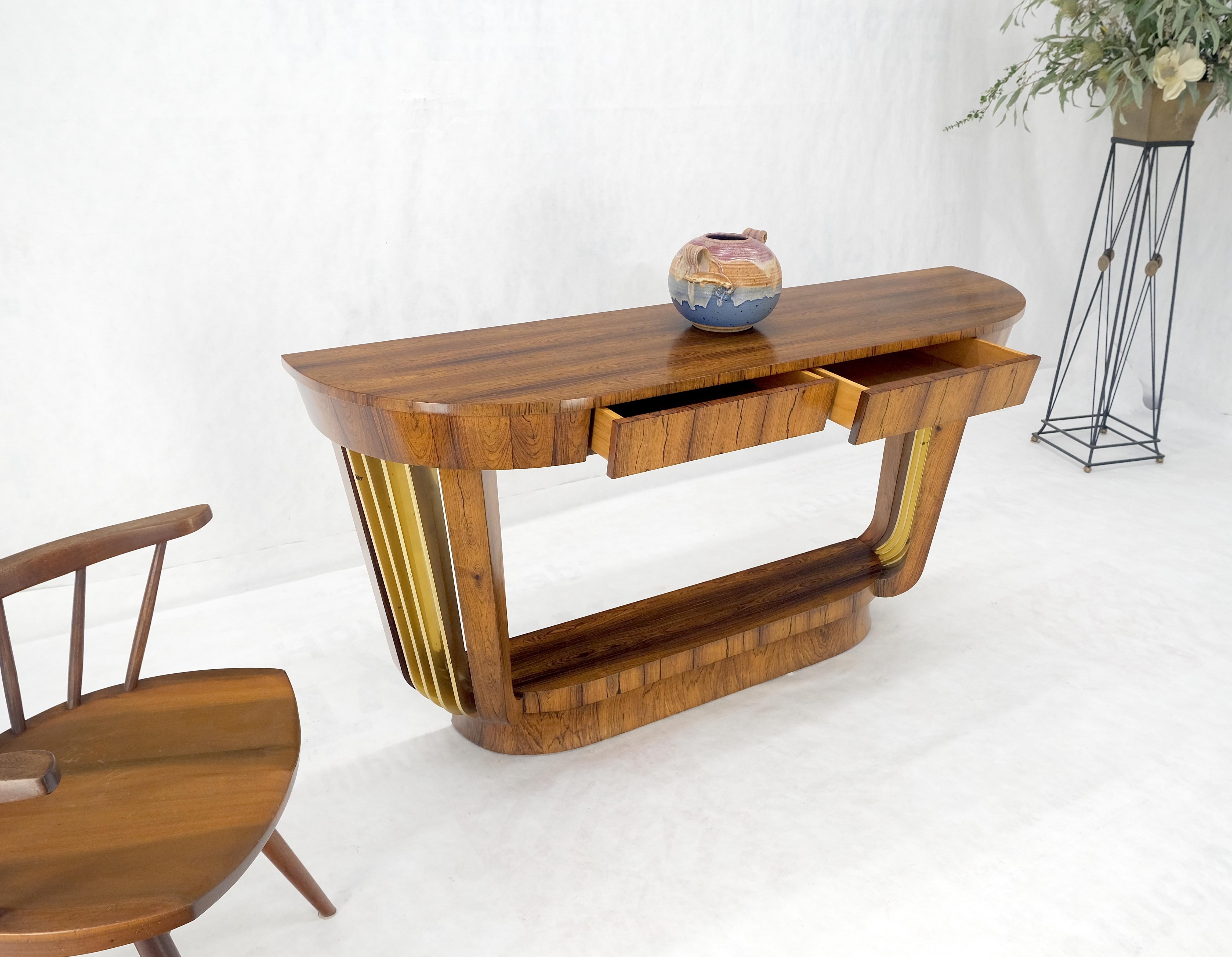 Tavolo da sala consolle Demilune con supporti in ottone massiccio in stile Art Deco francese. in vendita 3