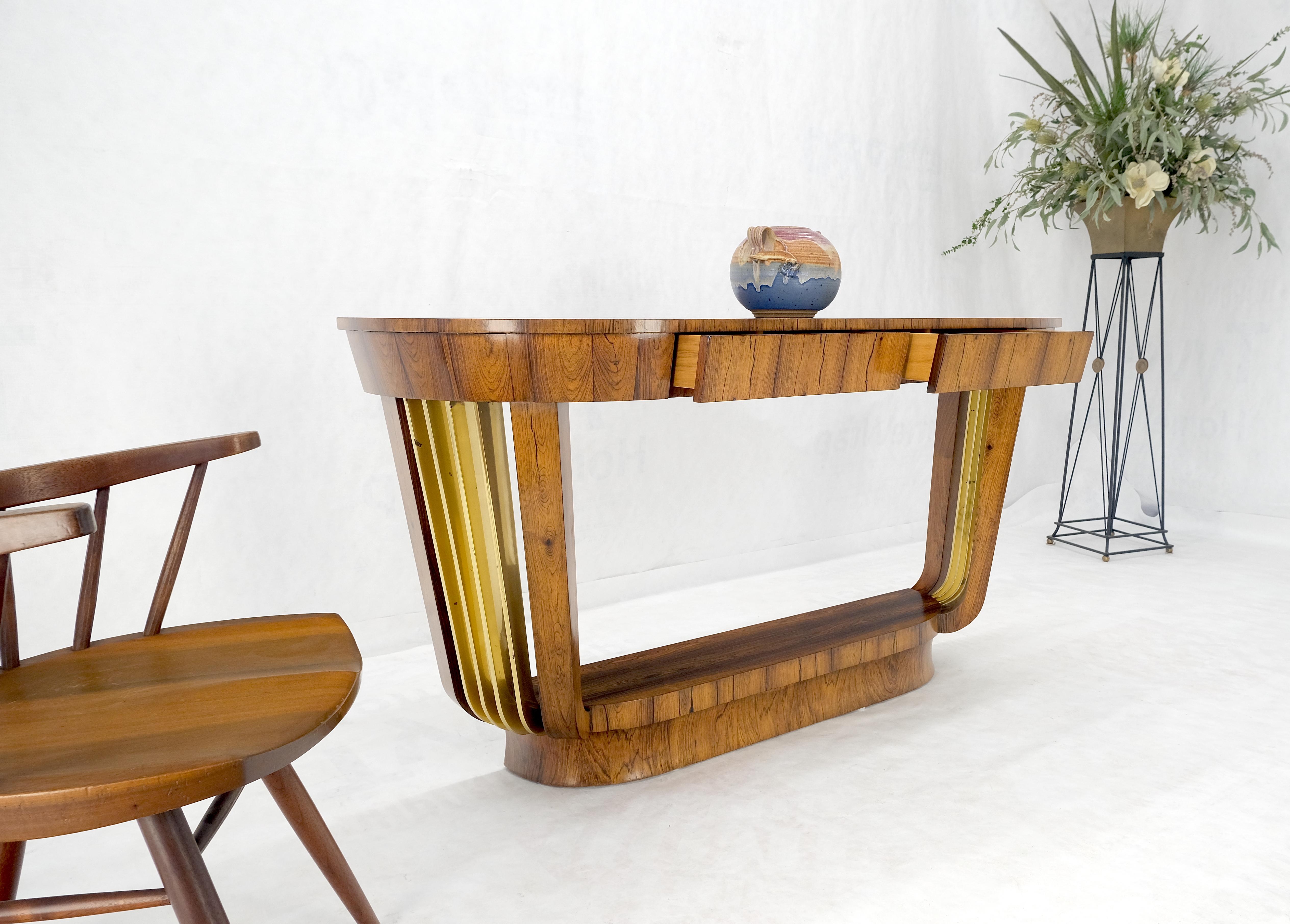 Tavolo da sala consolle Demilune con supporti in ottone massiccio in stile Art Deco francese. in vendita 4
