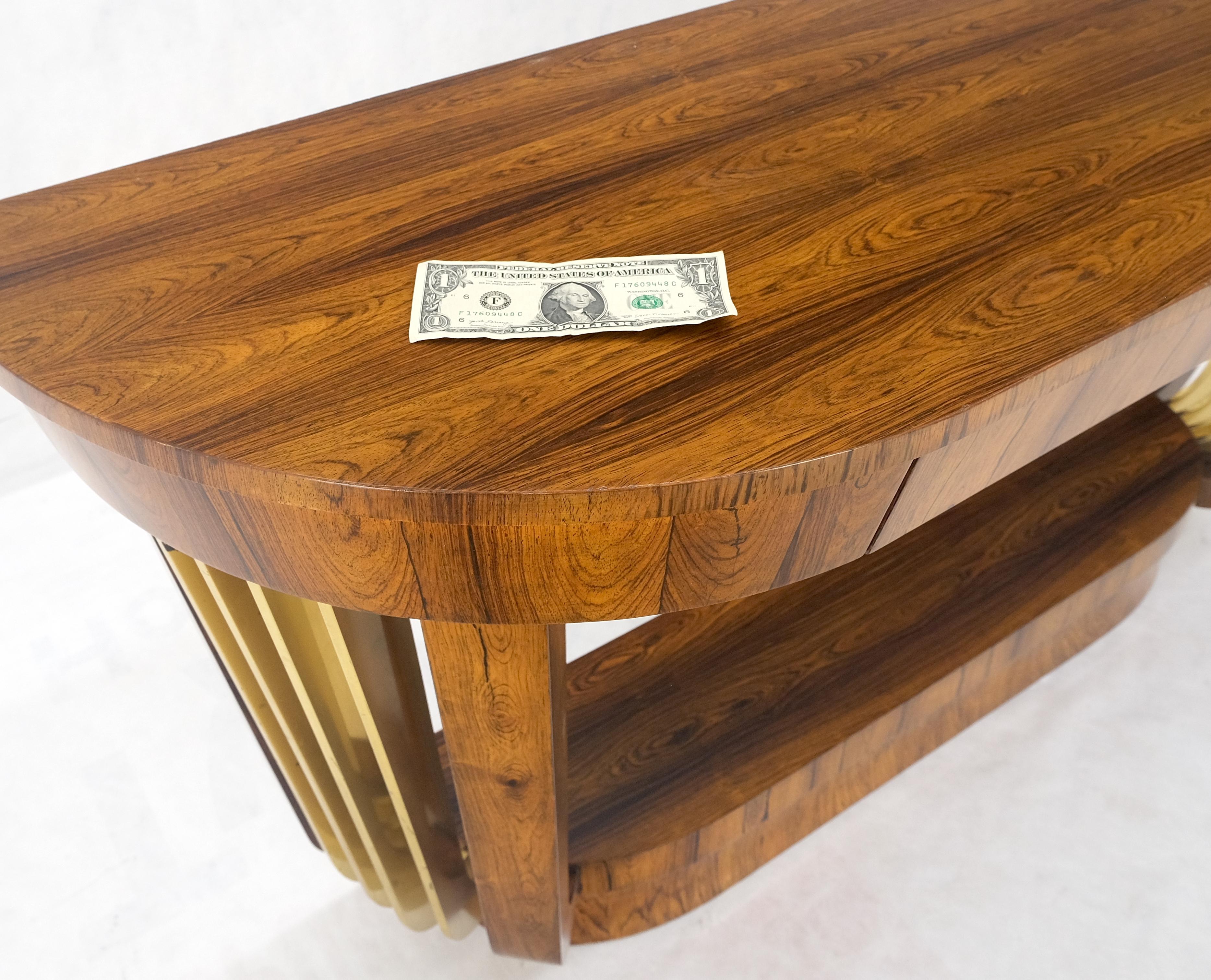 Tavolo da sala consolle Demilune con supporti in ottone massiccio in stile Art Deco francese. in vendita 5