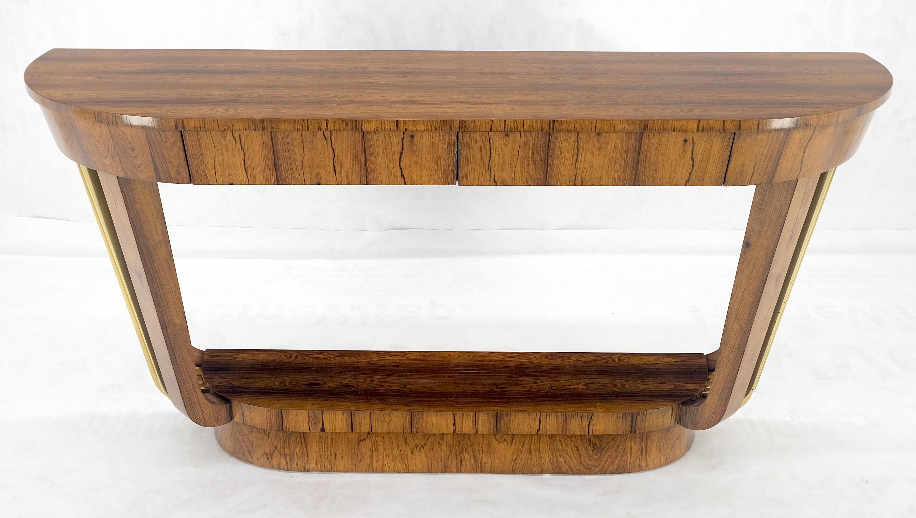 Laccato Tavolo da sala consolle Demilune con supporti in ottone massiccio in stile Art Deco francese. in vendita