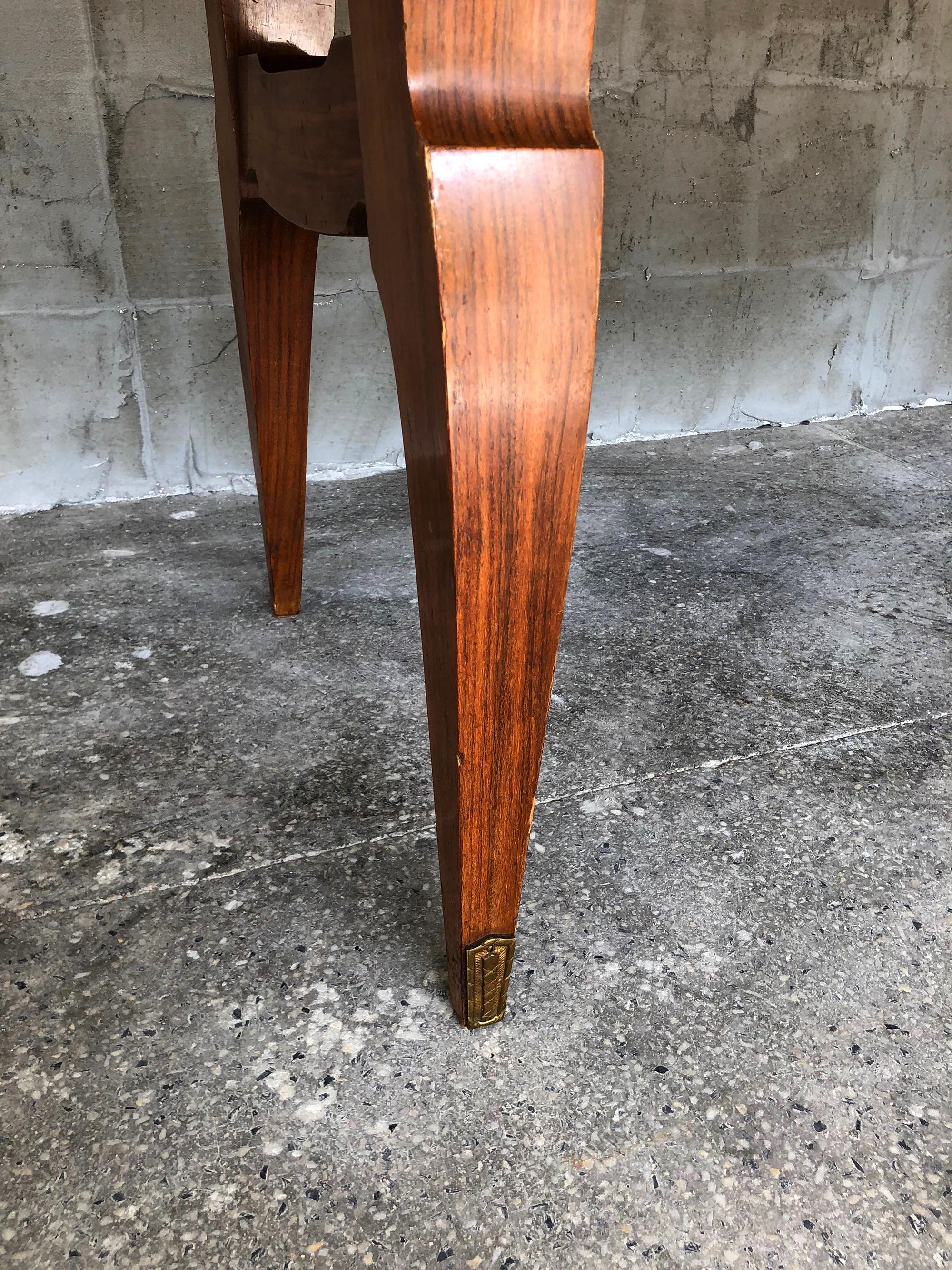 French Art Deco Rosewood Marquetry Dining Table, 1940s For Sale 8