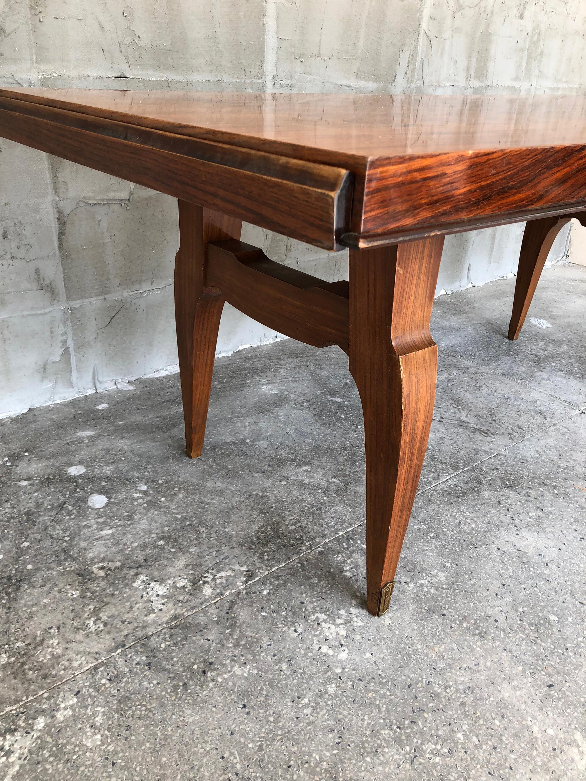 French Art Deco Rosewood Marquetry Dining Table, 1940s For Sale 5