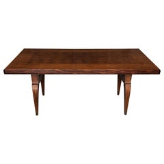 French Art Deco Rosewood Marquetry Dining Table, 1940s