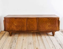 French Art Deco Rosewood Marquetry Sideboard Attributed to Jules Leleu, 1940s
