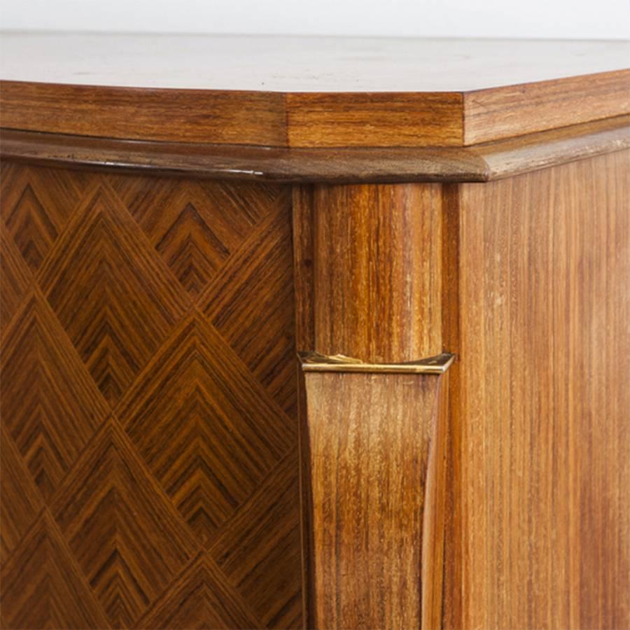 French Art Deco Rosewood Marquetry Sideboard Attributed to Jules Leleu, 1940s For Sale 1