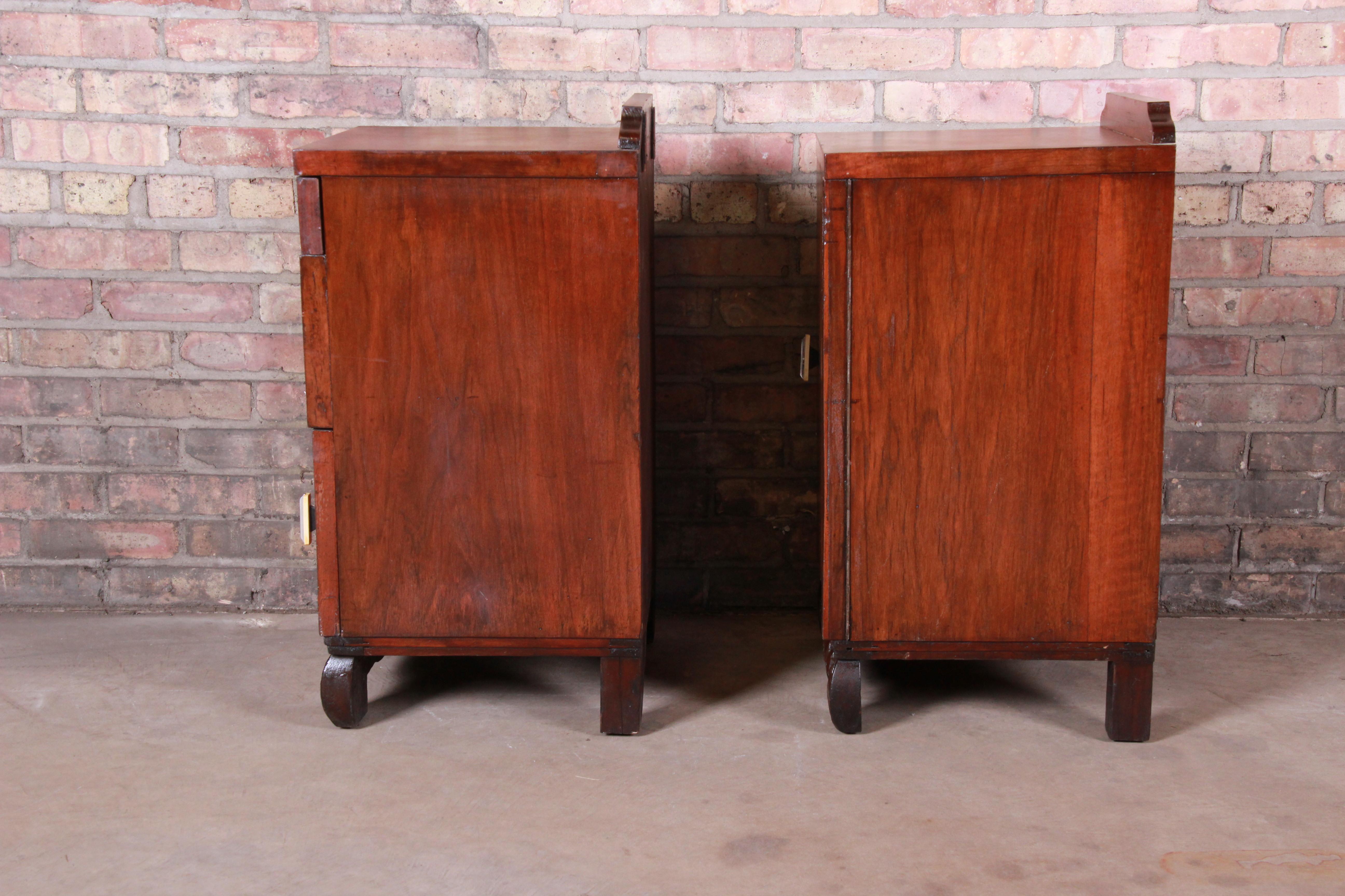 French Art Deco Rosewood Nightstands, circa 1920s 7