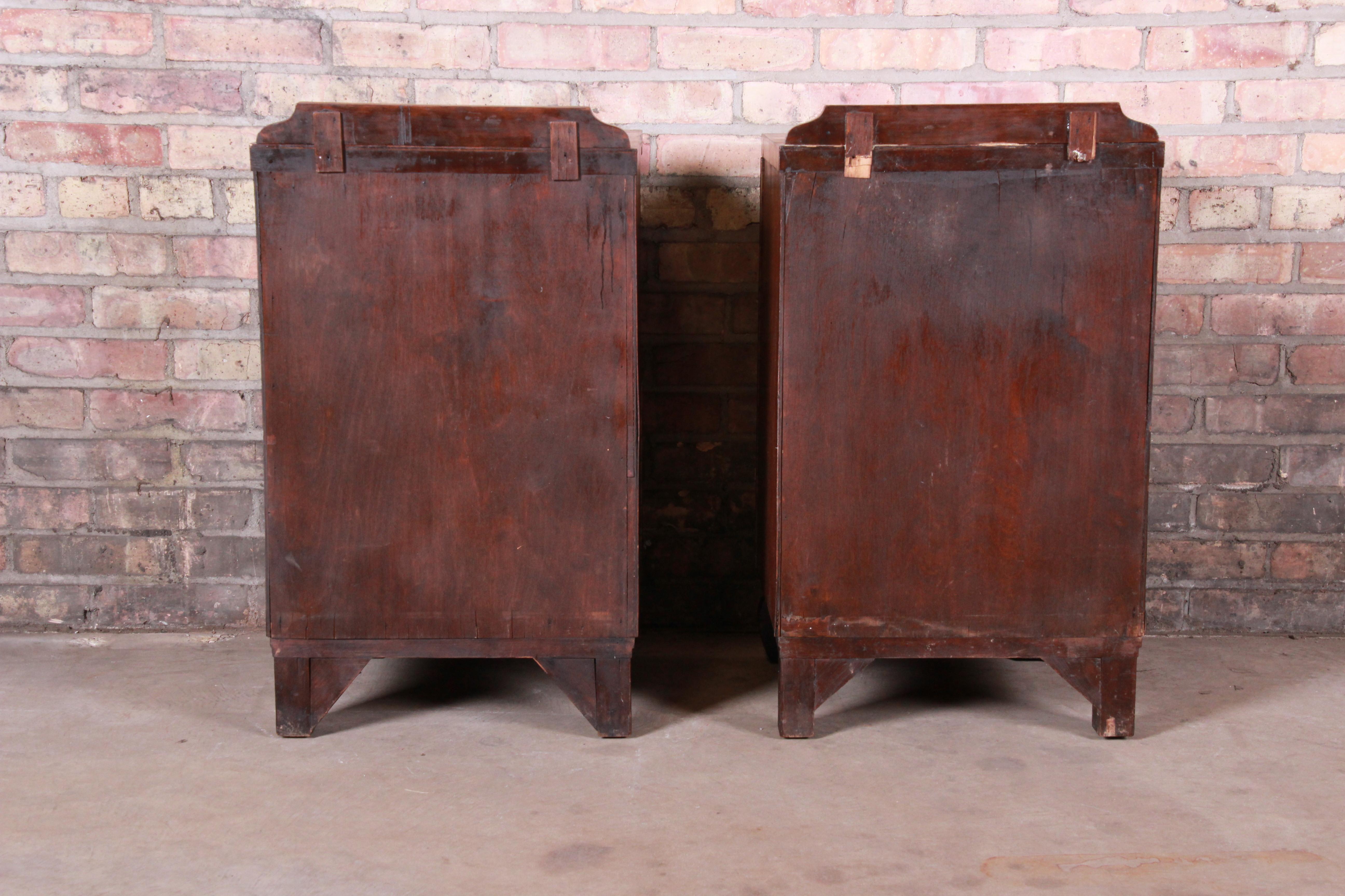 French Art Deco Rosewood Nightstands, circa 1920s 8