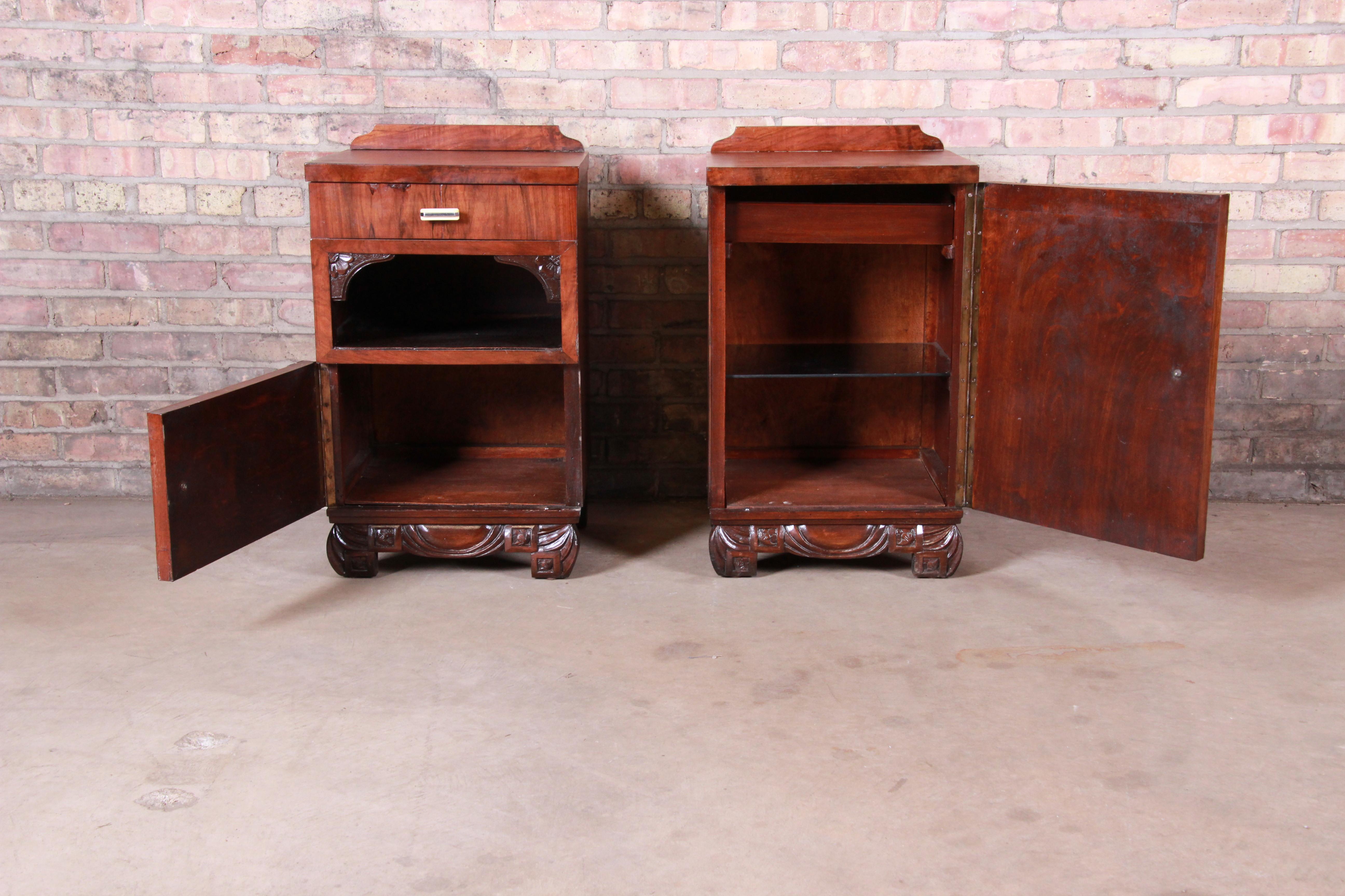 French Art Deco Rosewood Nightstands, circa 1920s 4