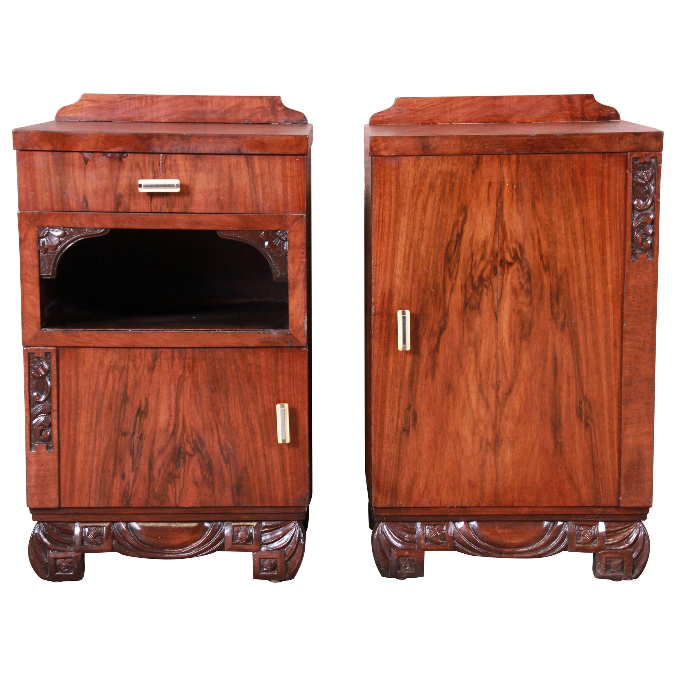 French Art Deco Rosewood Nightstands, circa 1920s