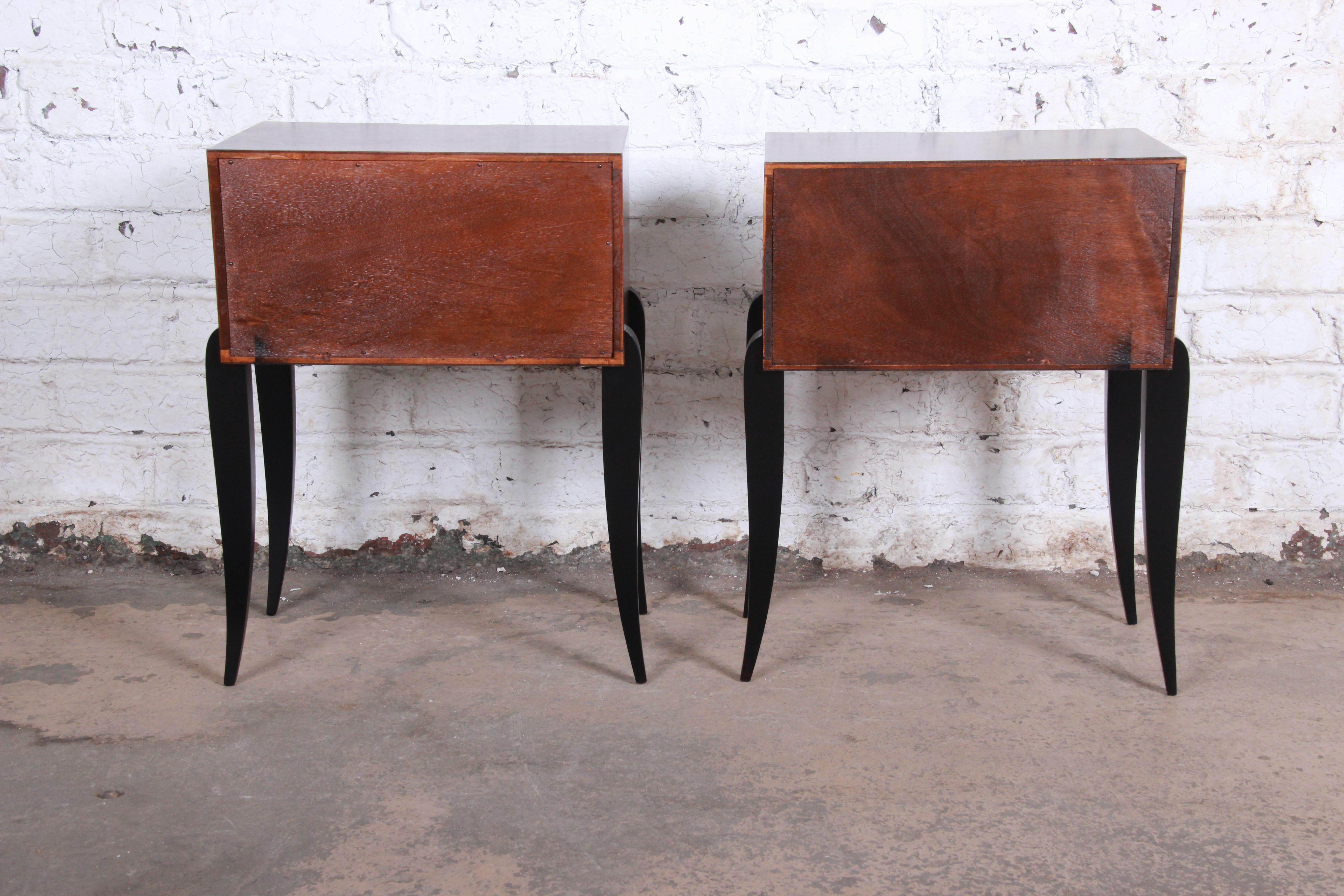 French Art Deco Rosewood Nightstands circa 1930s, Newly Restored 7
