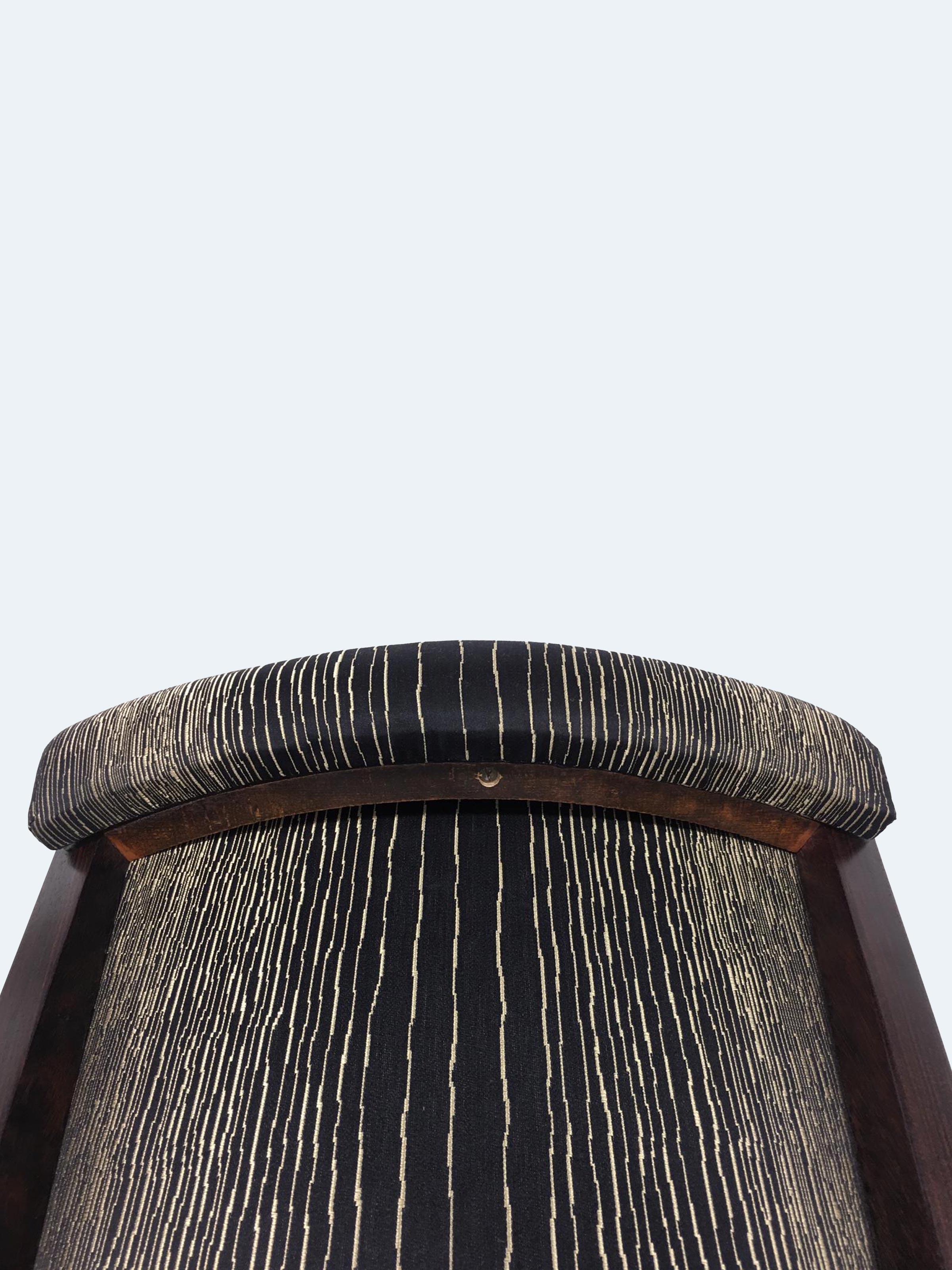 Mid-20th Century French Art Deco Rosewood Set of 6 Dining Chairs, 1930s For Sale