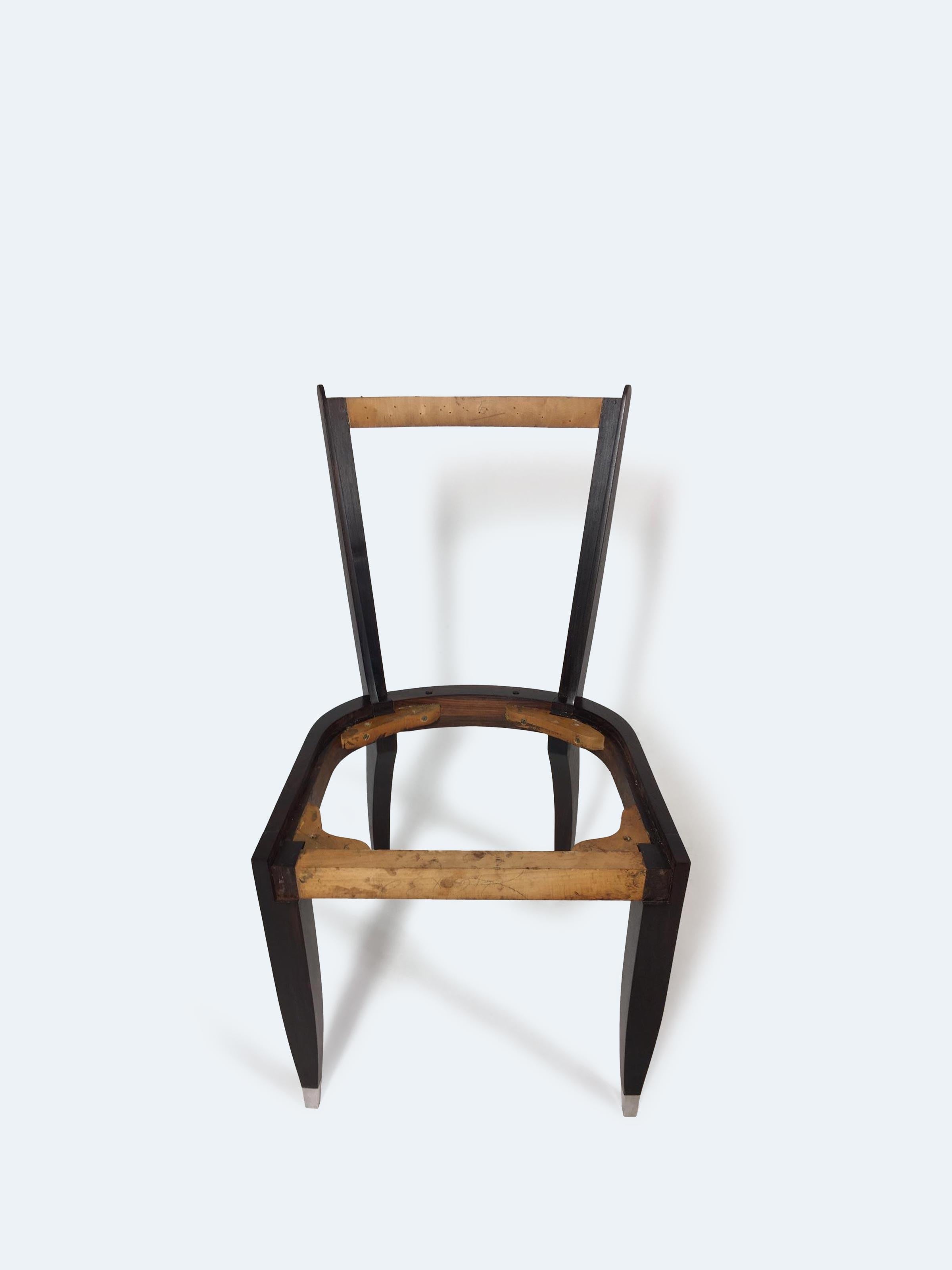French Art Deco Rosewood Set of 6 Dining Chairs, 1930s For Sale 2