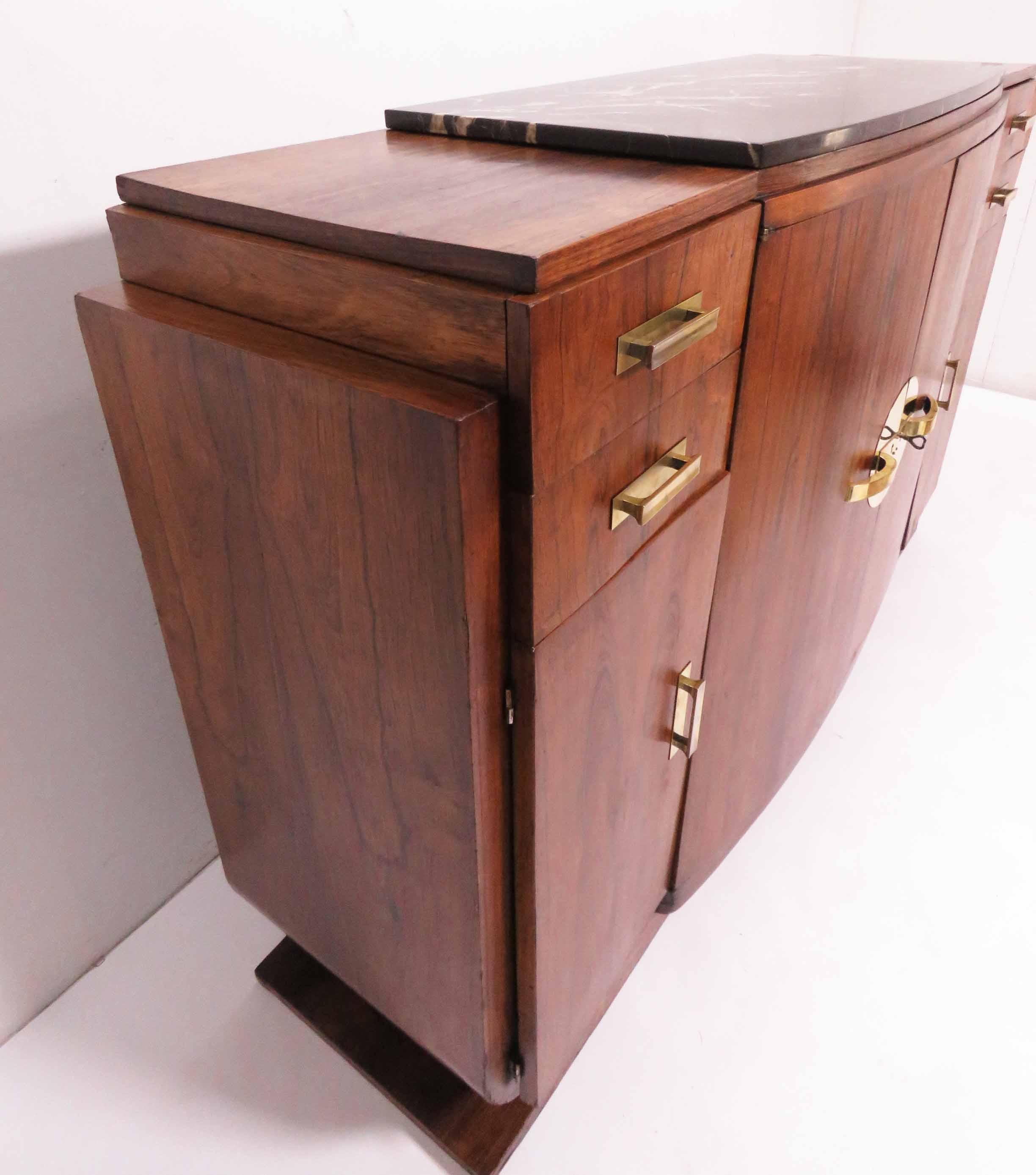 French Art Deco Rosewood Sideboard Buffet Cabinet in Manner of Jules Leleu 3