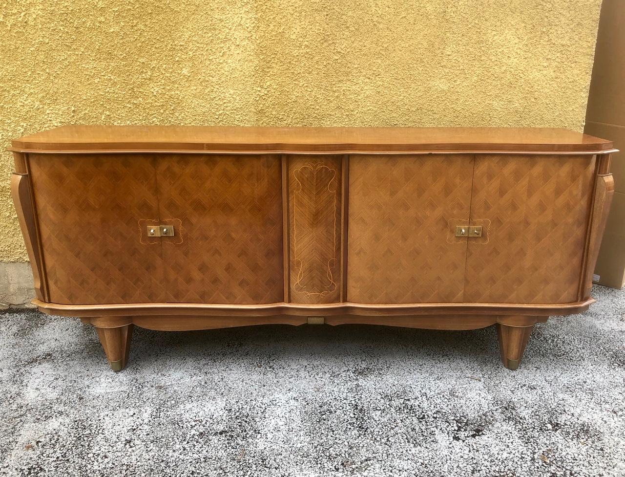 Hand-Crafted French Art Deco Rosewood Sideboard Buffet Maison Jules Leleu, 1940's