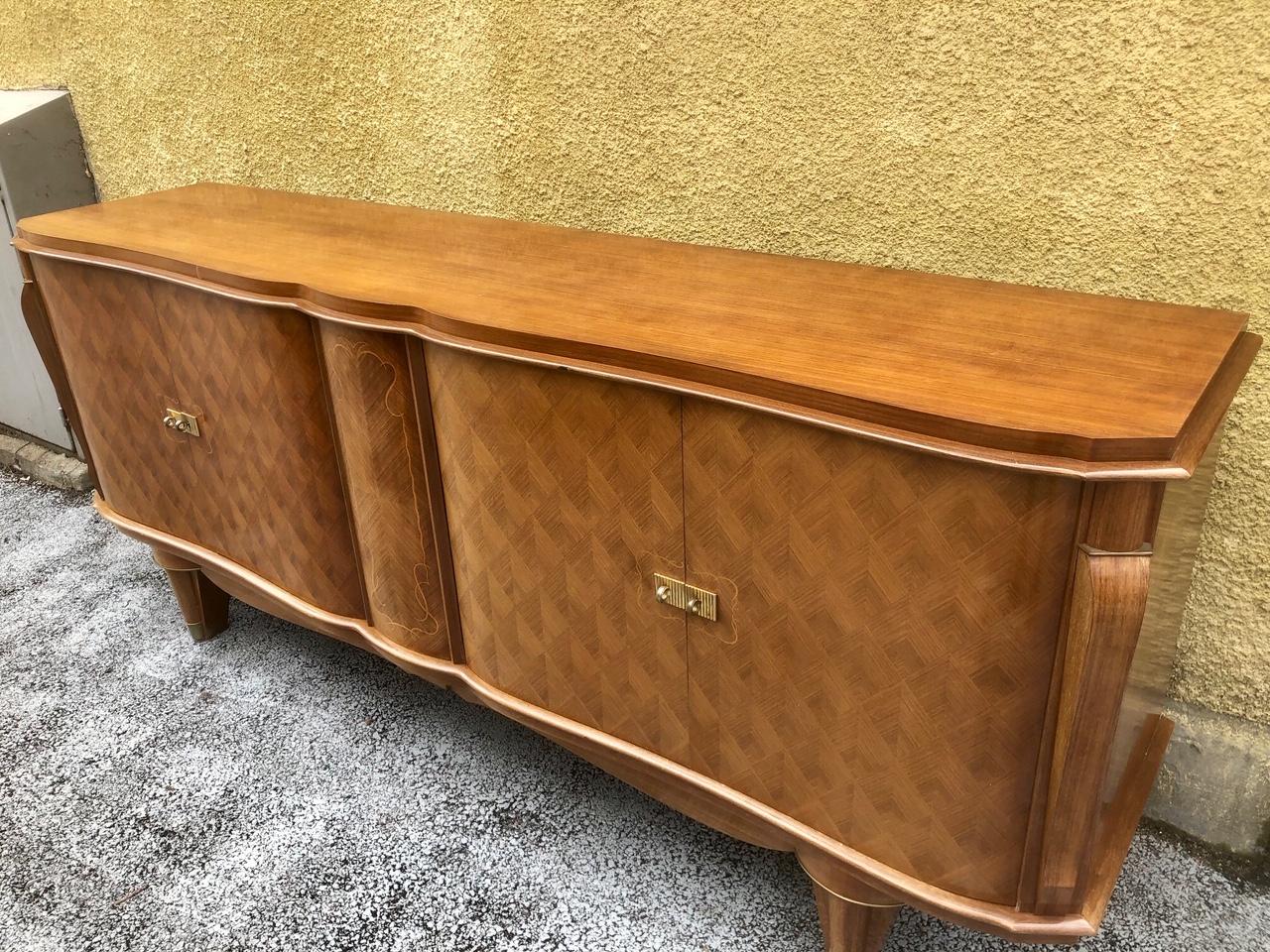 Mid-20th Century French Art Deco Rosewood Sideboard Buffet Maison Jules Leleu, 1940's