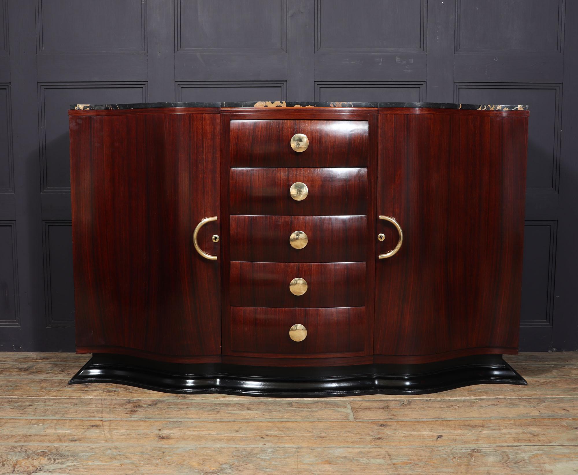 Early 20th Century French Art Deco Rosewood Sideboard For Sale
