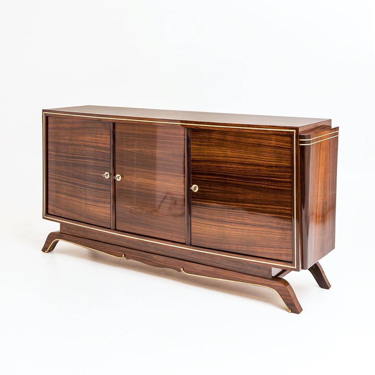 French Art Deco Rosewood Sideboard, Leleu Style In Good Condition In Westport, CT