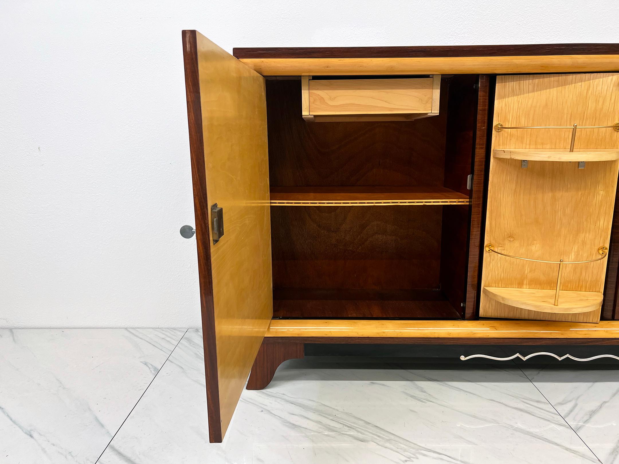 Metà XX secolo Credenza francese Art Déco in palissandro con bar, anni '40 in vendita