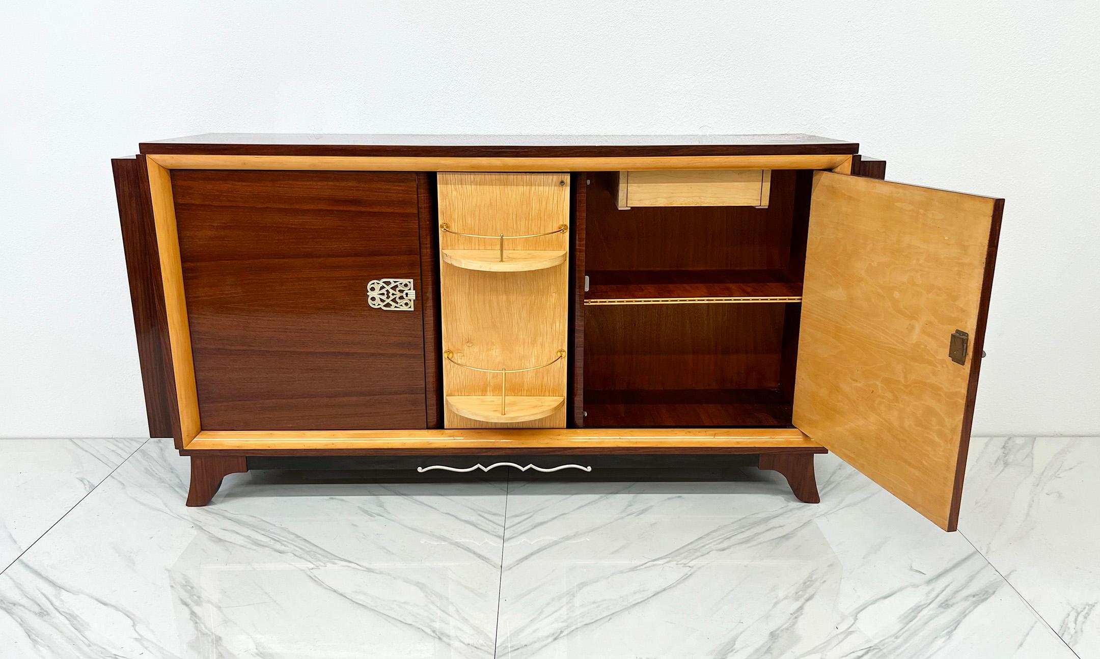 Credenza francese Art Déco in palissandro con bar, anni '40 in vendita 1