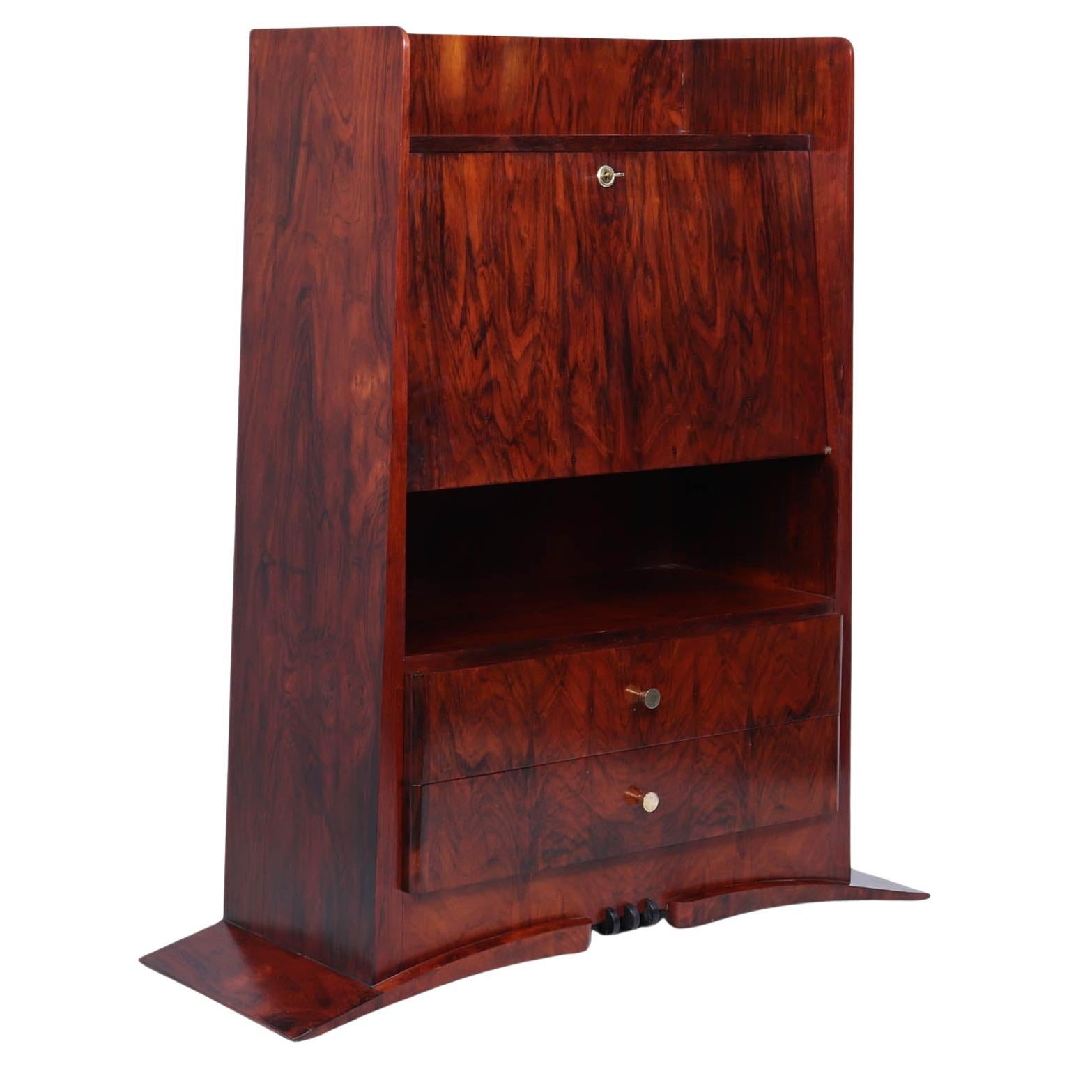 French Art Deco Rosewood & Sycamore Secrétaire Desk, c.1930