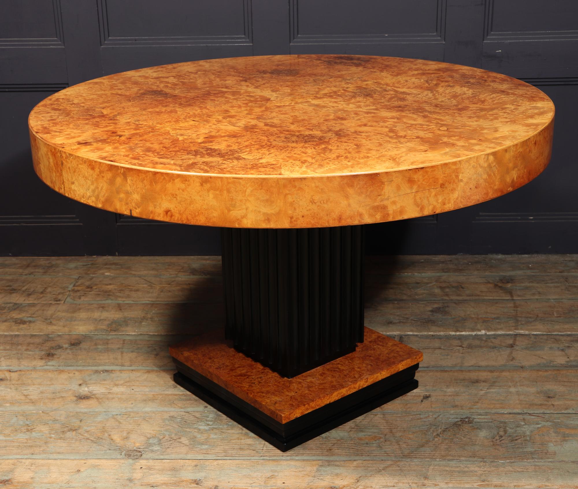 French Art Deco Round Dining Table in Burr Maple 6