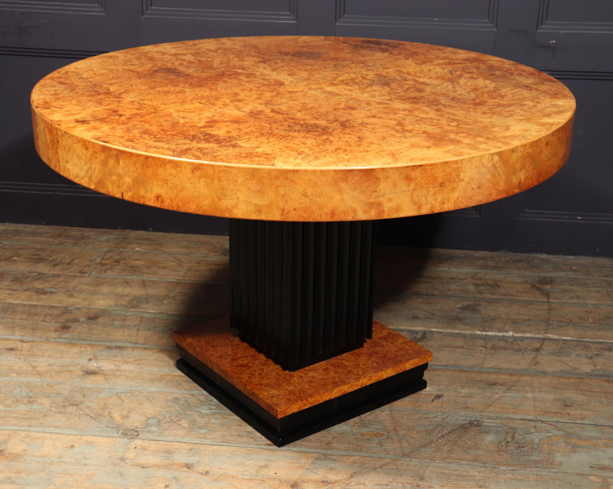 French Art Deco Round Dining Table in Burr Maple 7