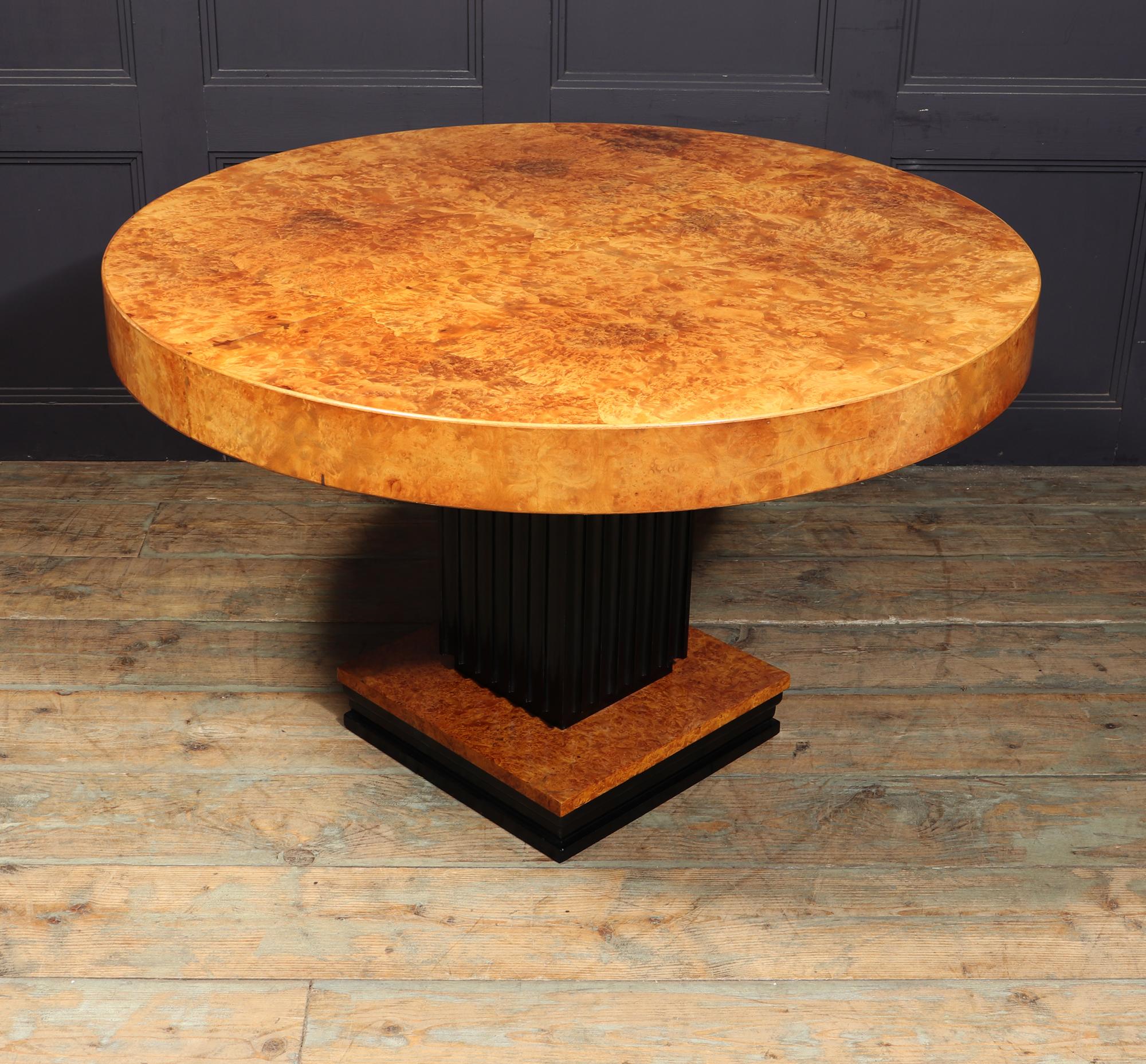 French Art Deco Round Dining Table in Burr Maple 9