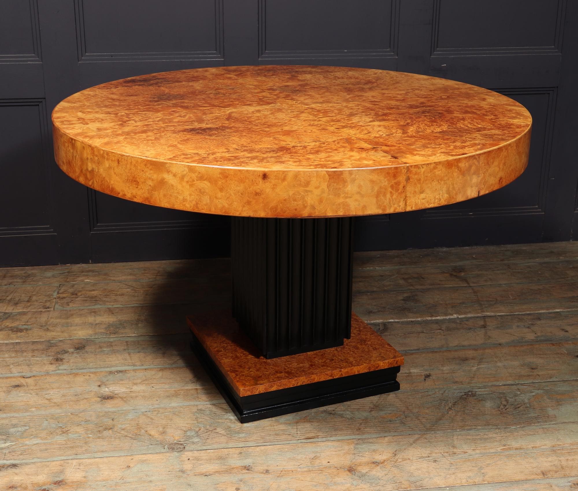 French Art Deco Round Dining Table in Burr Maple 11