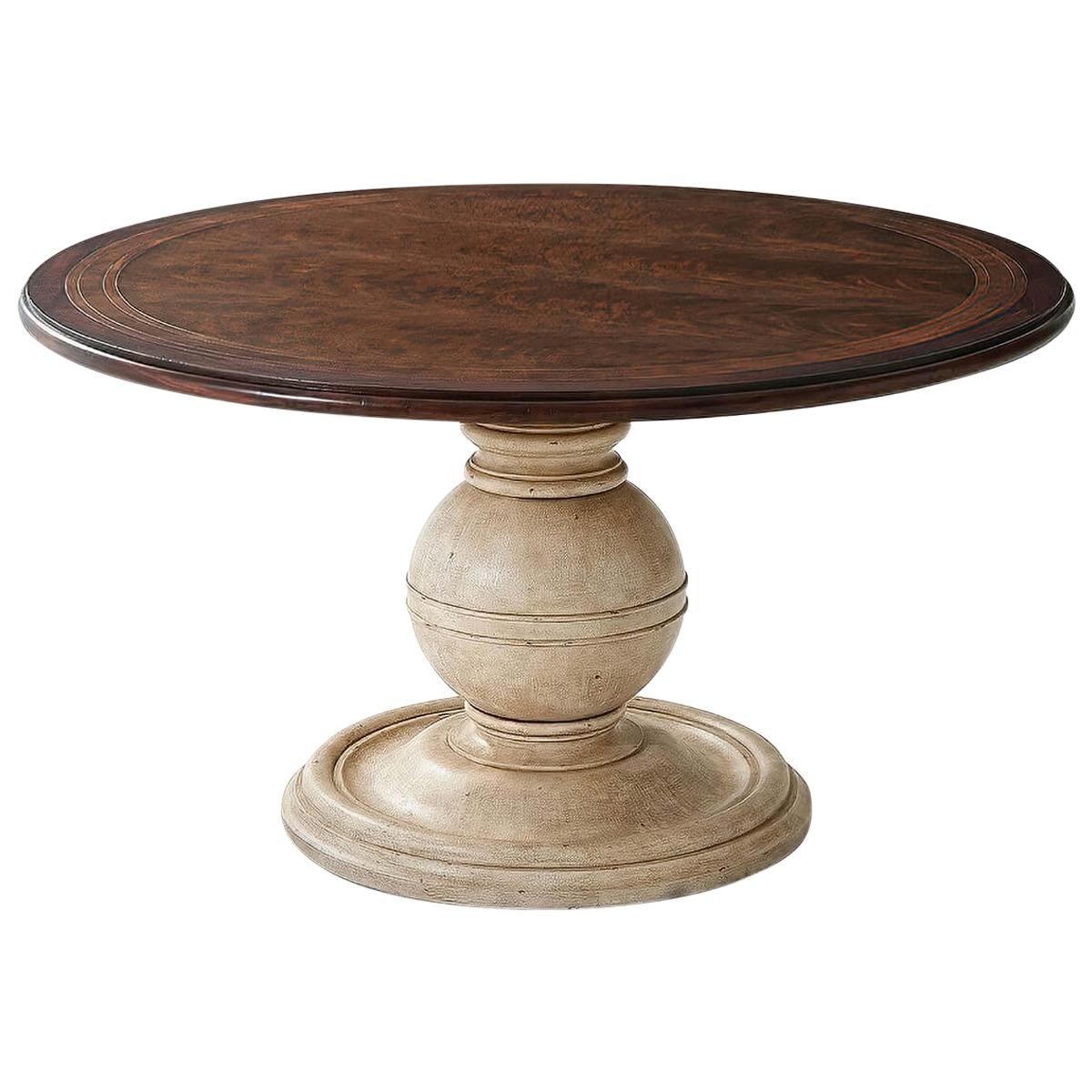 French Art Deco Round Pedestal Dining Table For Sale