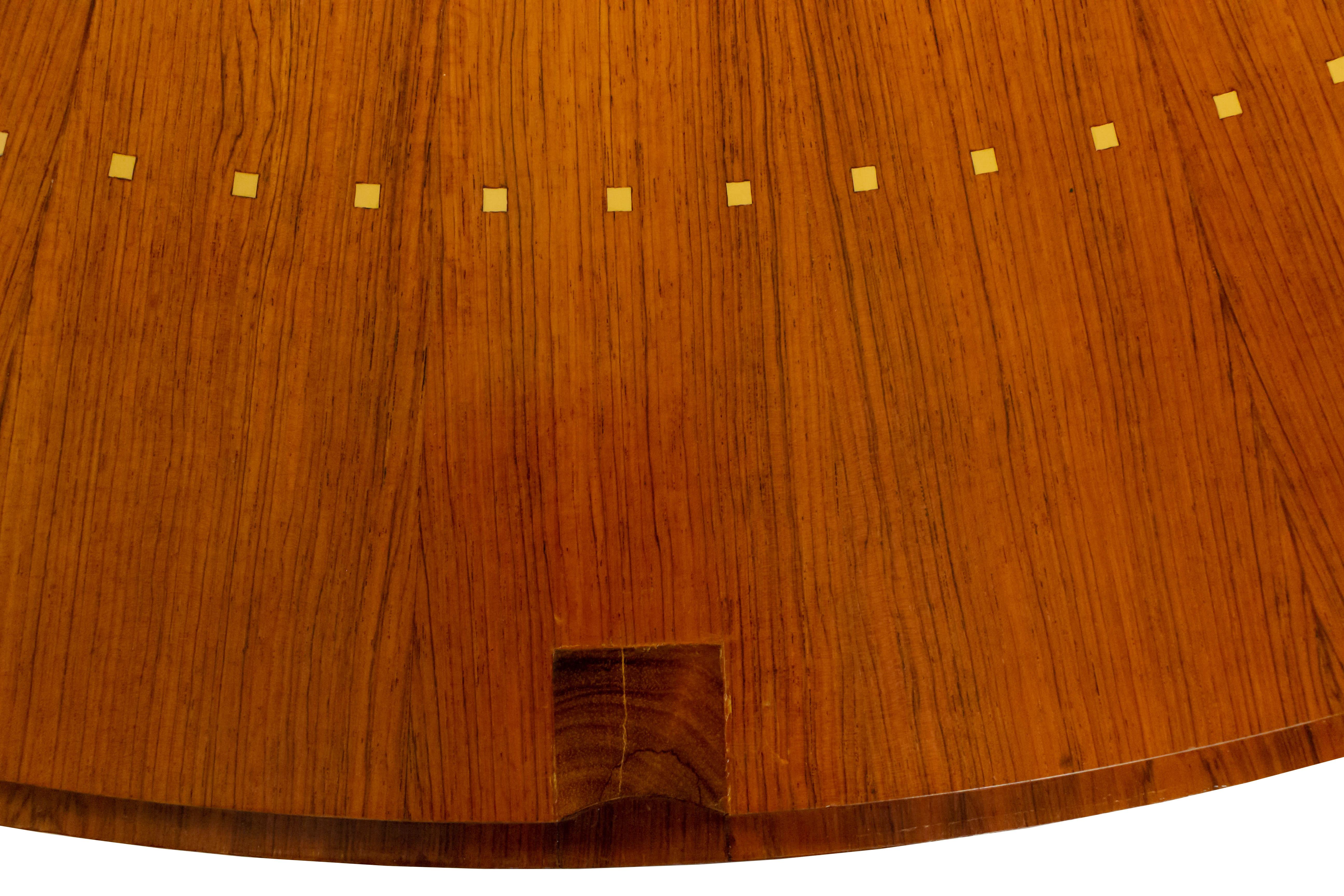 Inlay French Art Deco Round Rosewood Sunburst Coffee Table in the Manner of Ruhlmann