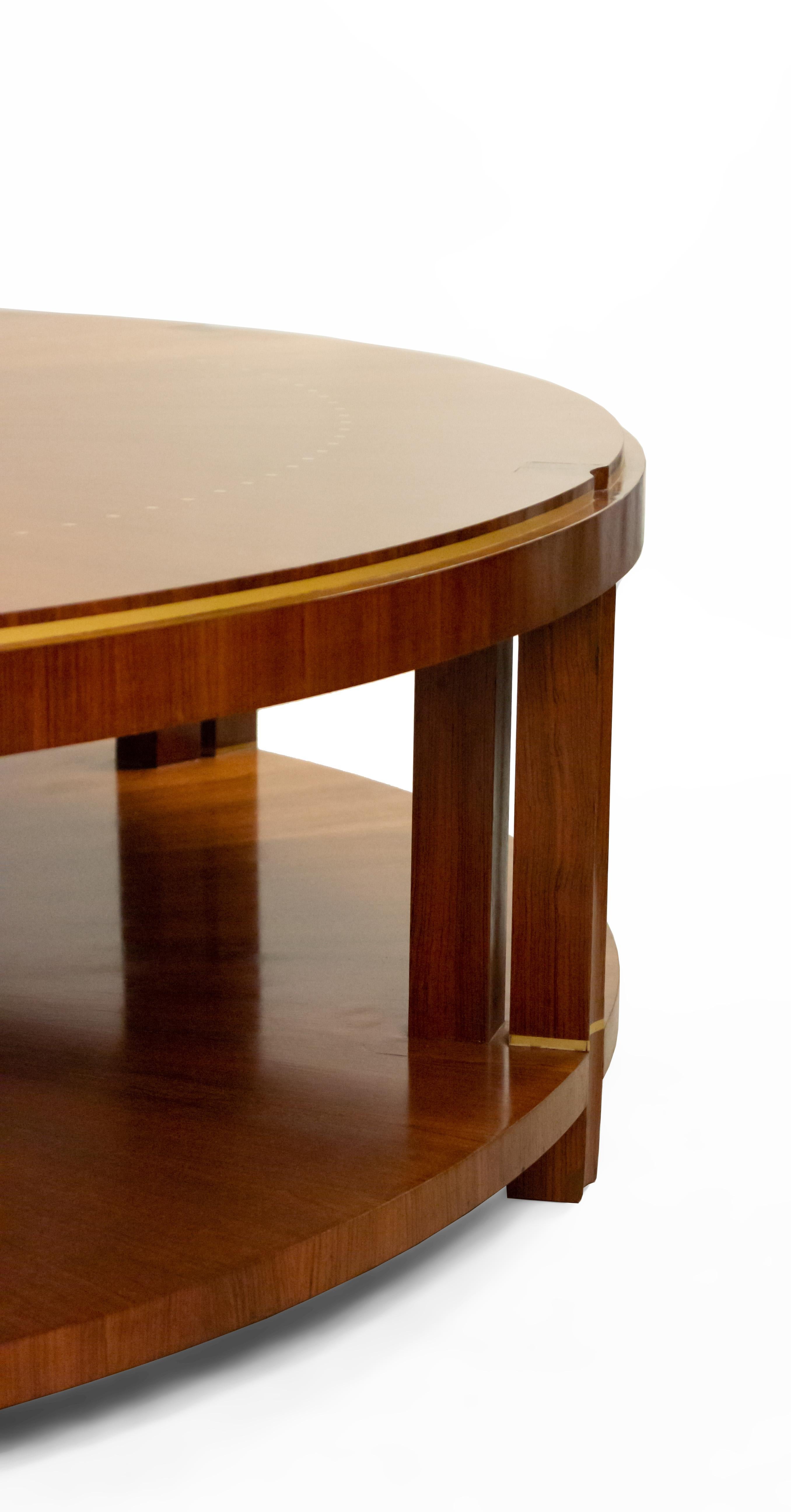 French Art Deco Round Rosewood Sunburst Coffee Table in the Manner of Ruhlmann 2