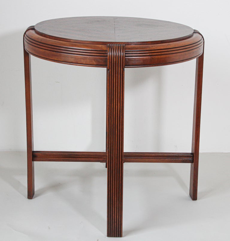 Hand-Crafted French Art Deco Round Side Table For Sale