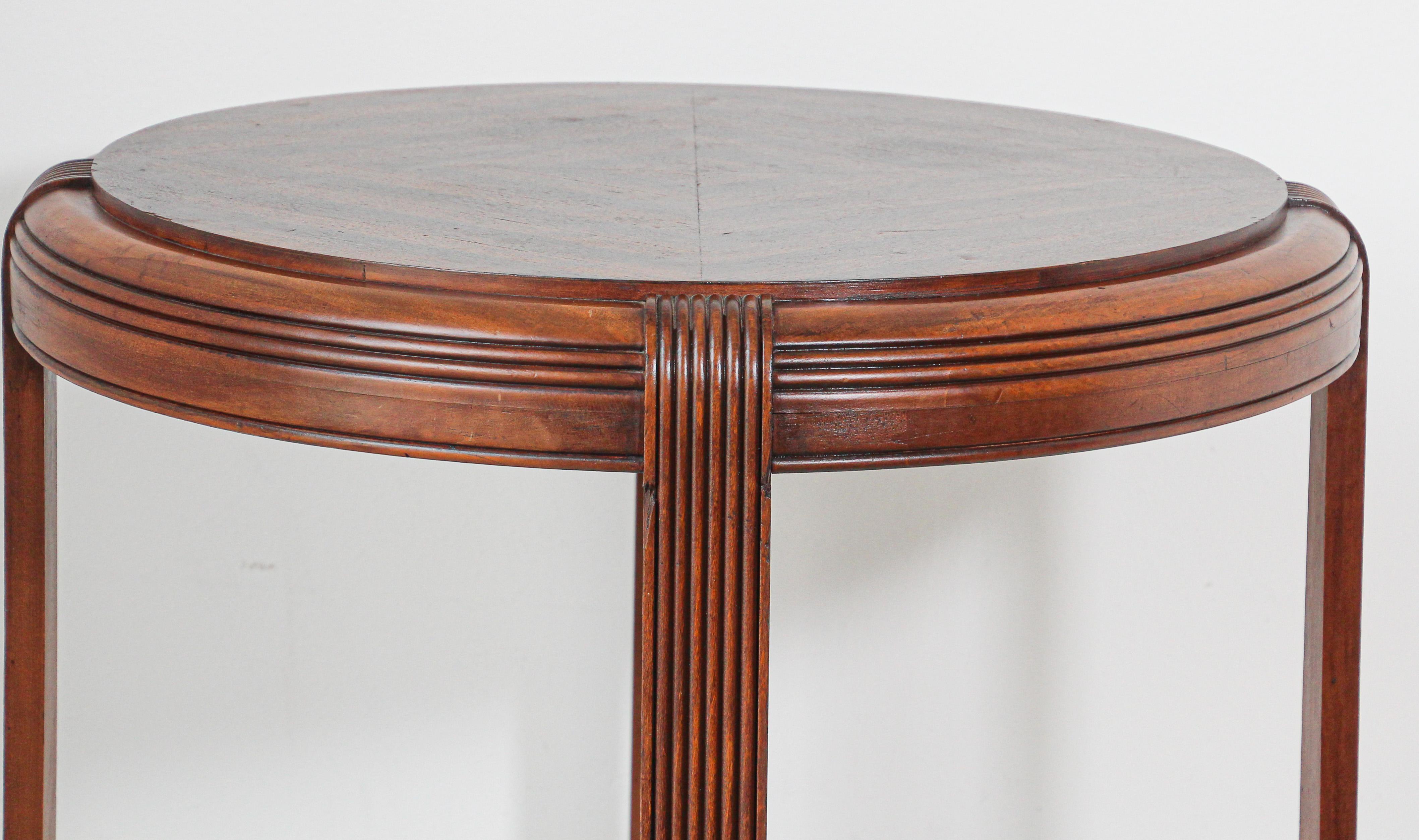 Hand-Crafted French Art Deco Round Side Table
