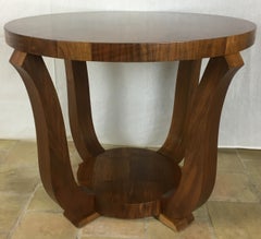 French Art Deco Round Two-Tiered Side Table