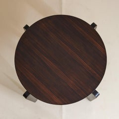 French Art Deco Round Wood Coffee Table, 1940s