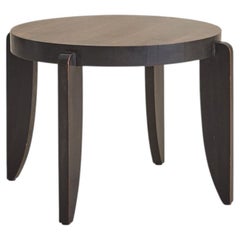 French Art Deco Round Wood Coffee Table, 1940s