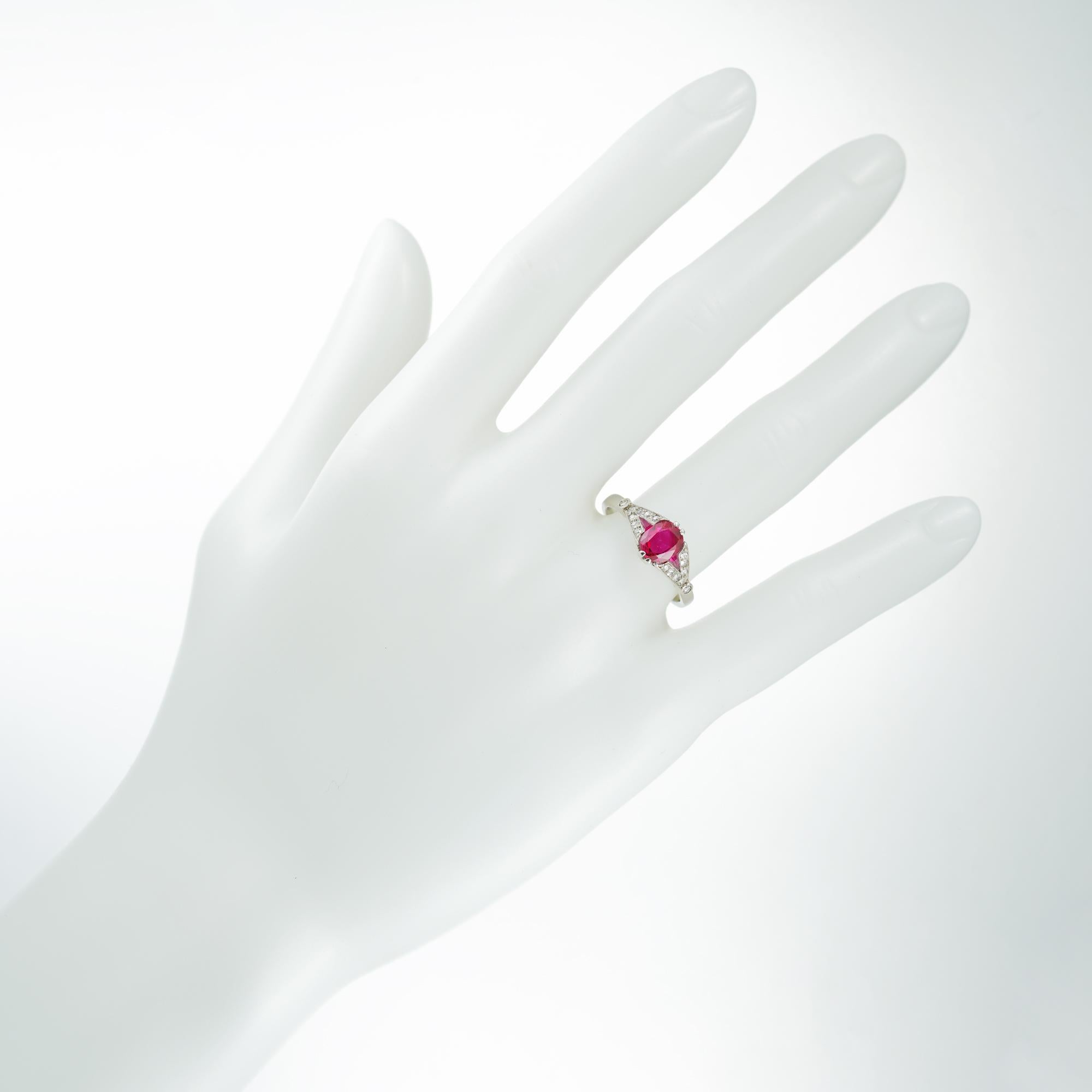 French Art Deco Ruby and Diamond Ring 1