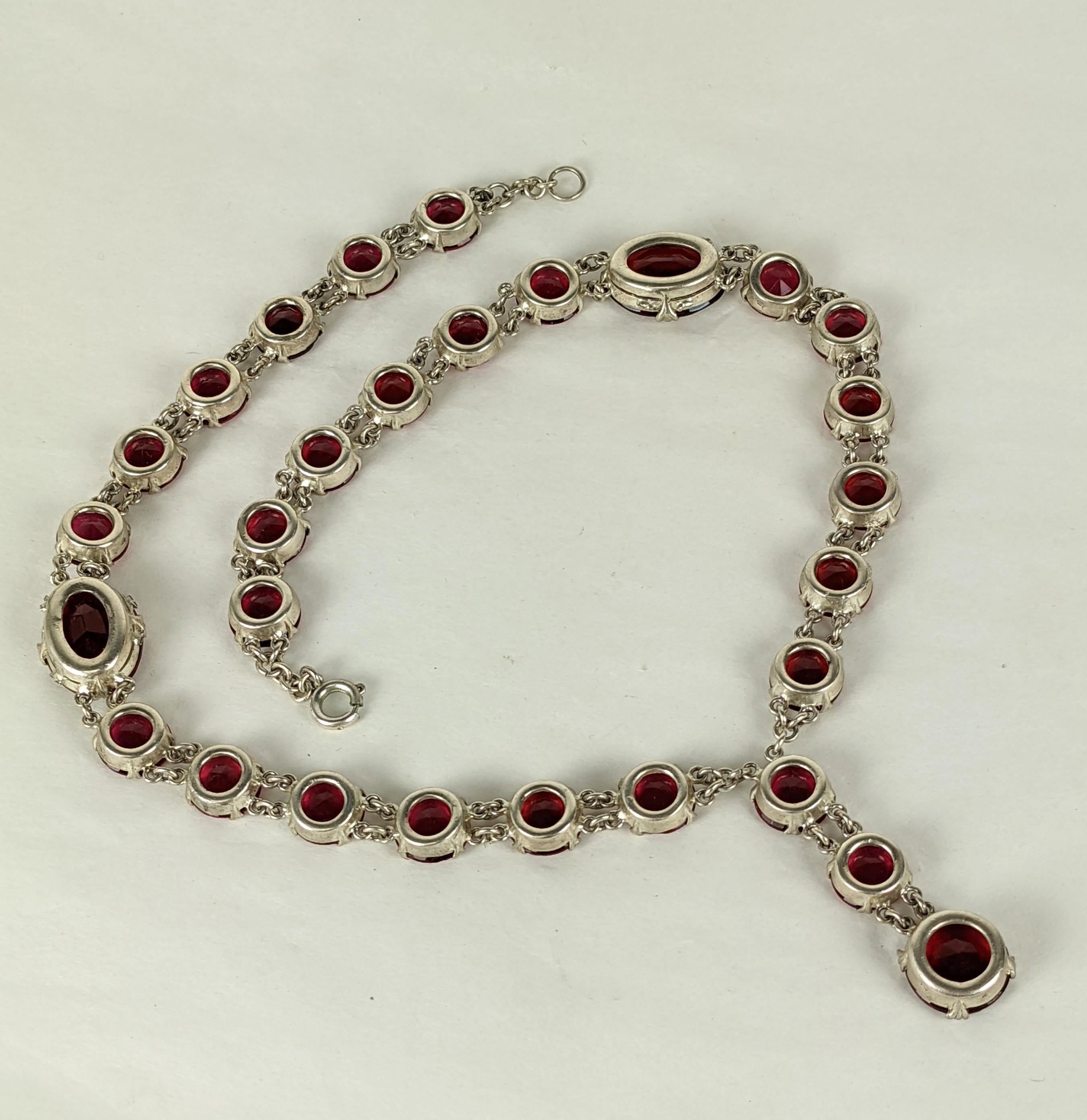 Women's  French Art Deco Ruby Crystal Sautoir  For Sale
