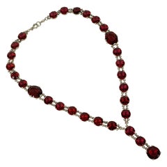 French Art Deco Ruby Crystal Sautoir