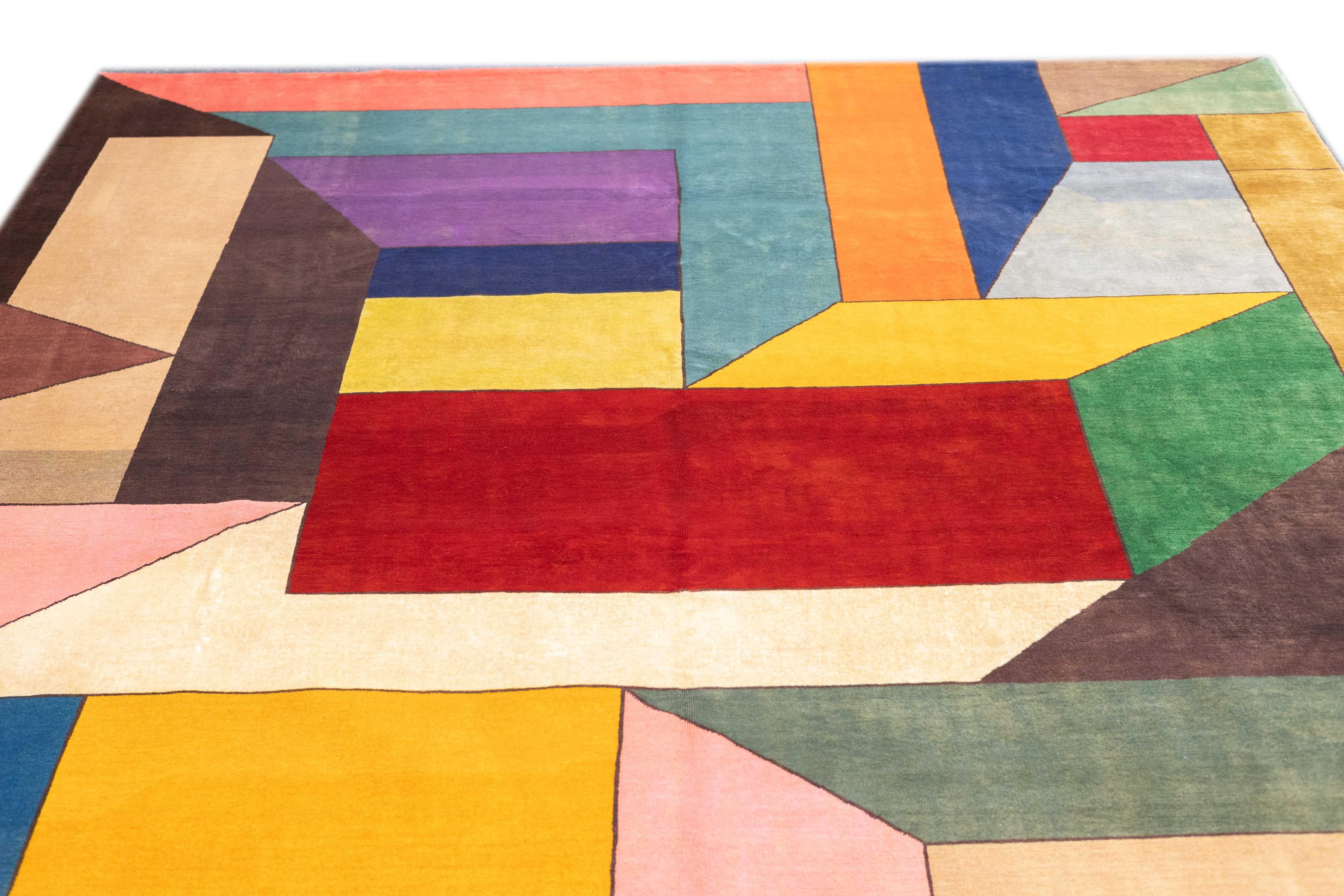 Alfombra Art Déco Francesa 8'4'' x 8'4'' Lana en venta