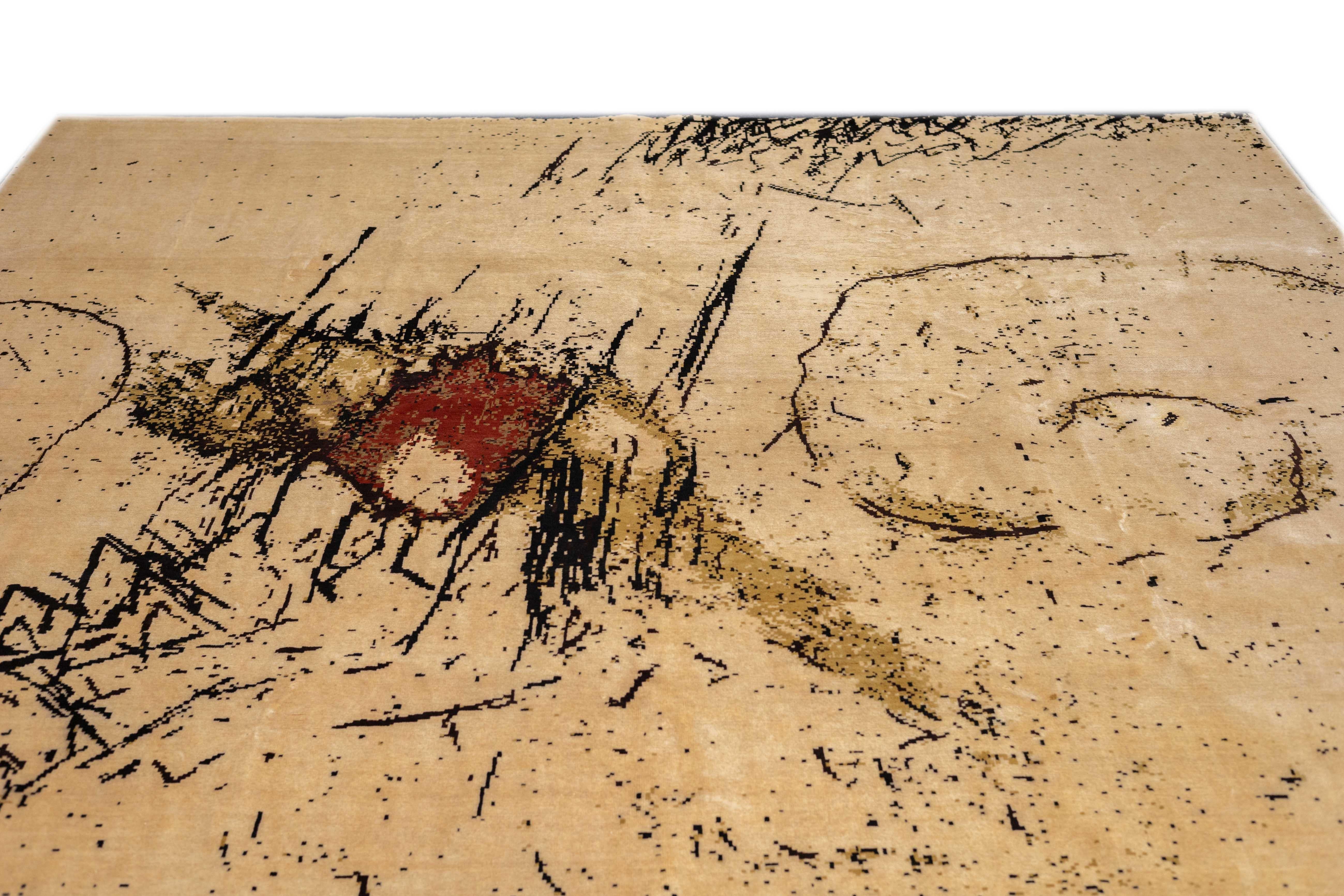 Tappeto Art Deco francese 9'8'' x 9'9'' in vendita 1