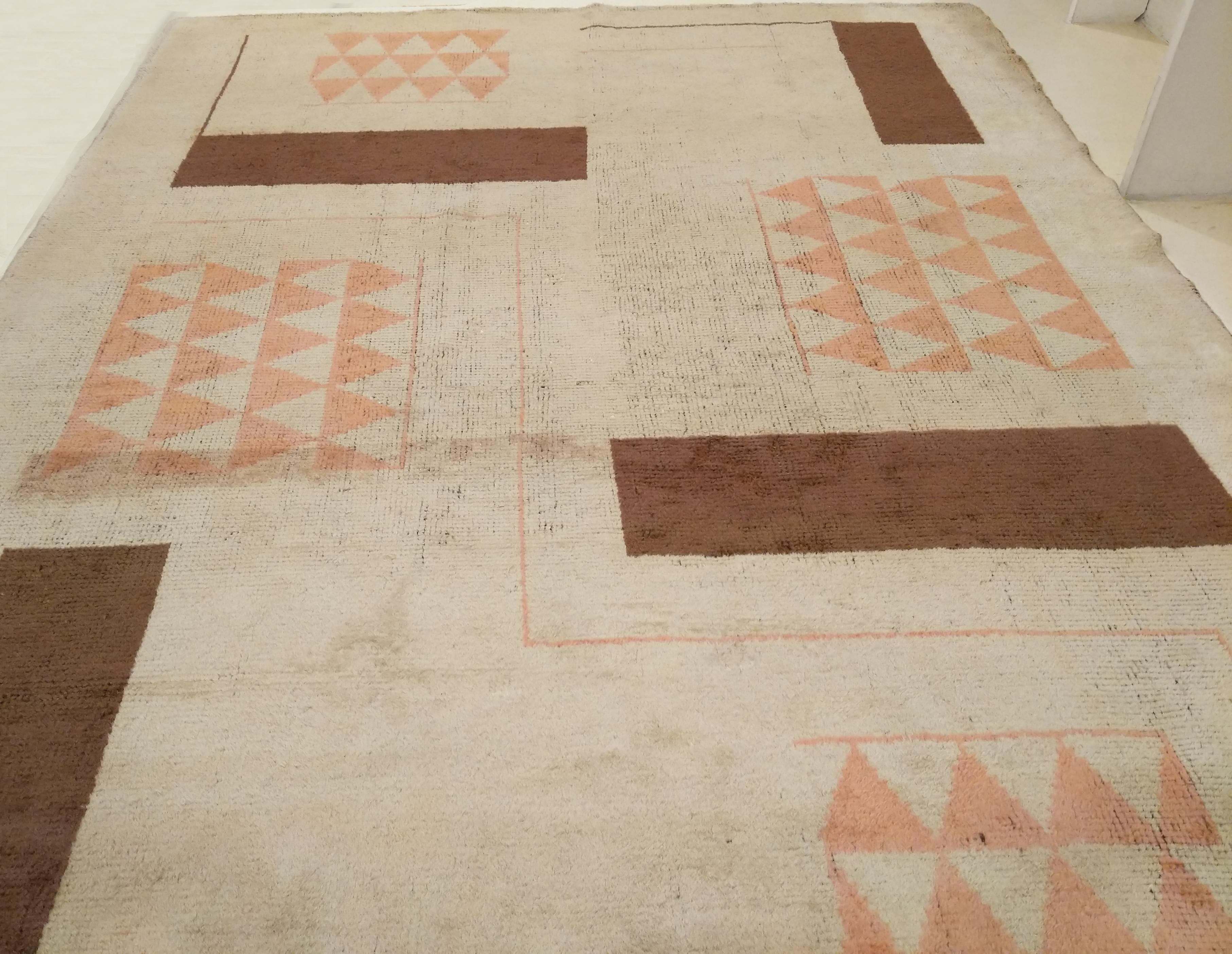 Hand-Knotted French Art Deco Rug Attributed to Ivan da Silva Bruhns For Sale