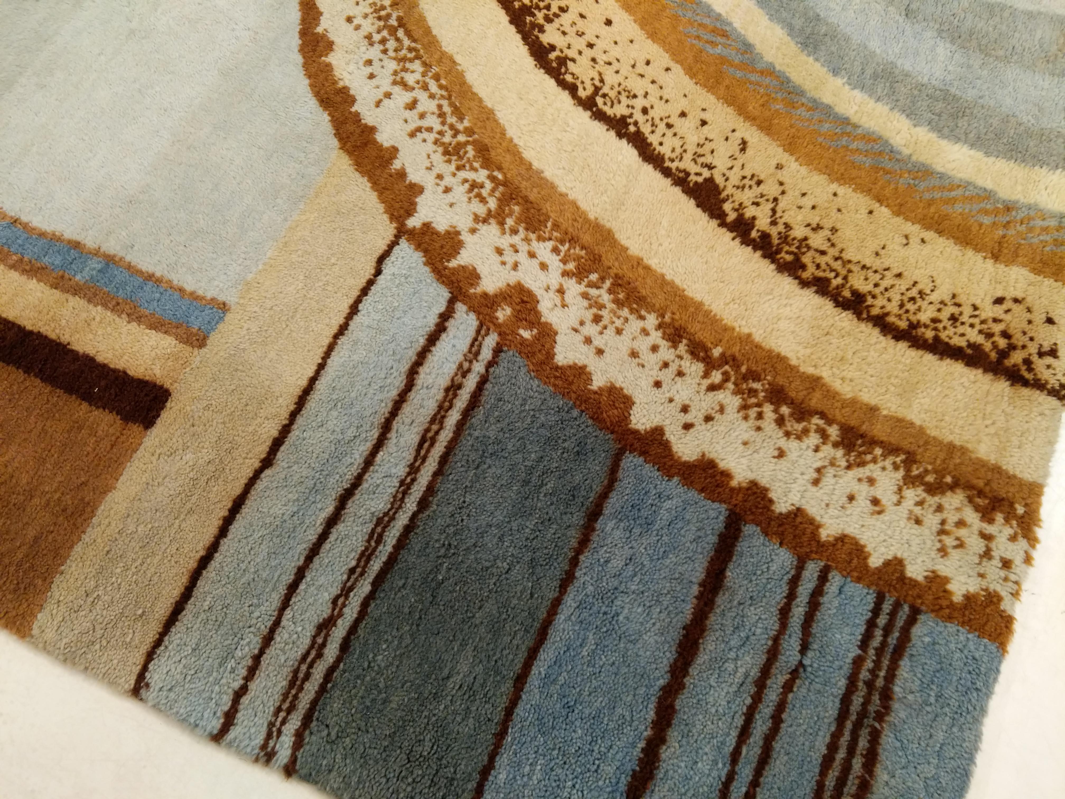 Alfombra francesa Art Déco Diseñada por Jean Burkhalter para Pierre Chareau Circa 1925 en venta 3