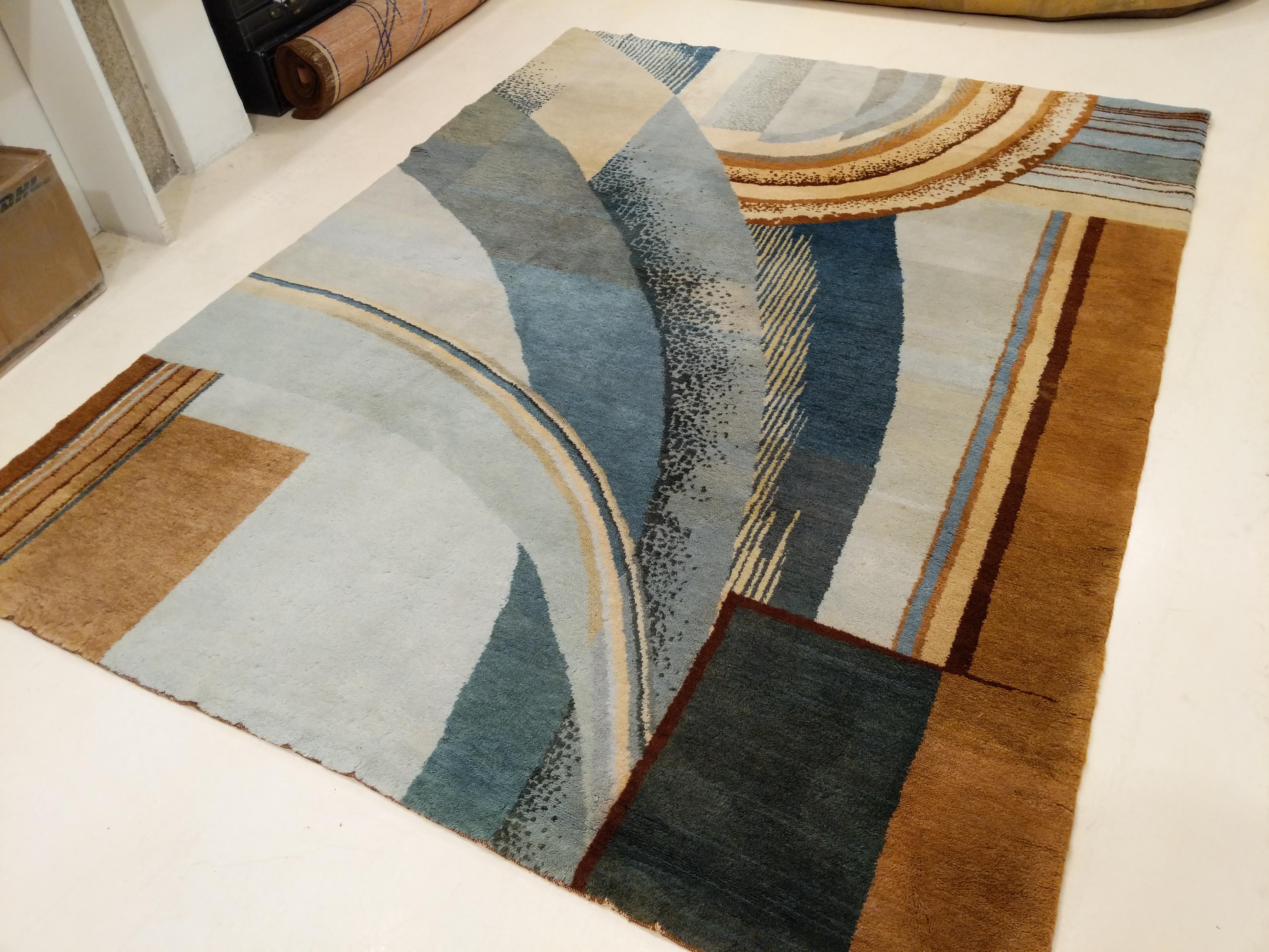 French Art Deco Rug Designed by Jean Burkhalter for Pierre Chareau Circa 1925 For Sale 8