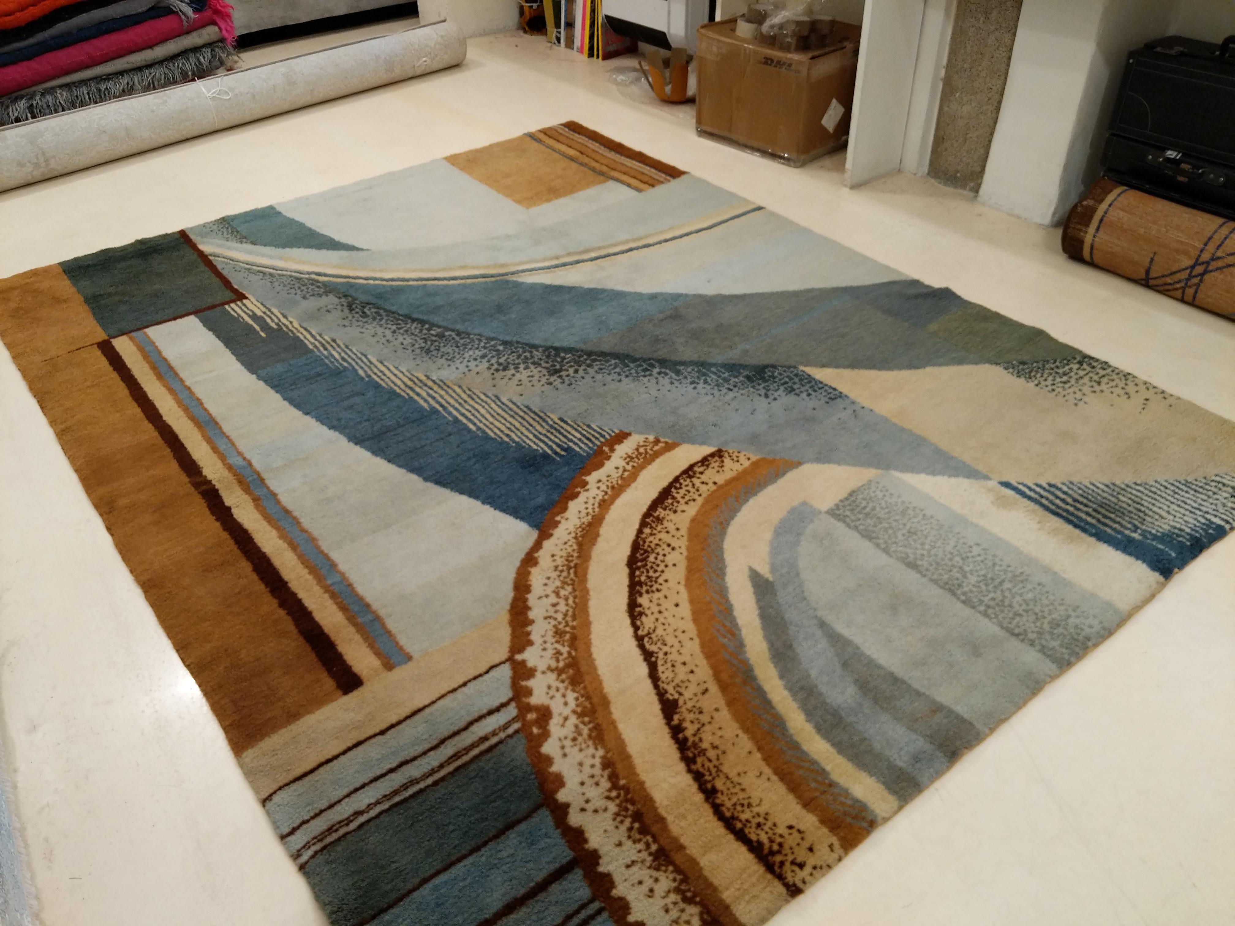 French Art Deco Rug Designed by Jean Burkhalter for Pierre Chareau Circa 1925 For Sale 10