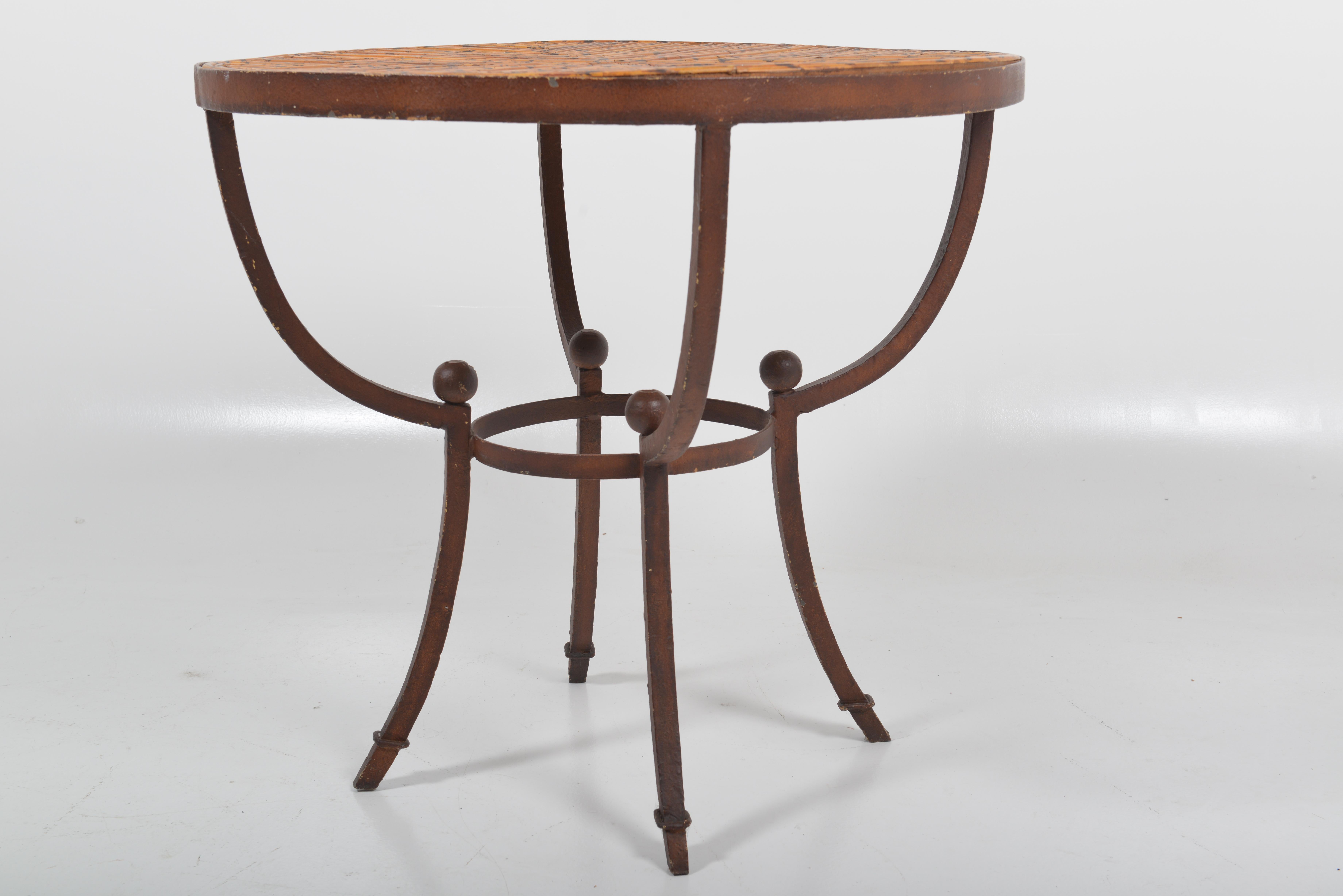 Cast French Art Deco Rustic Side Table, 1920 For Sale