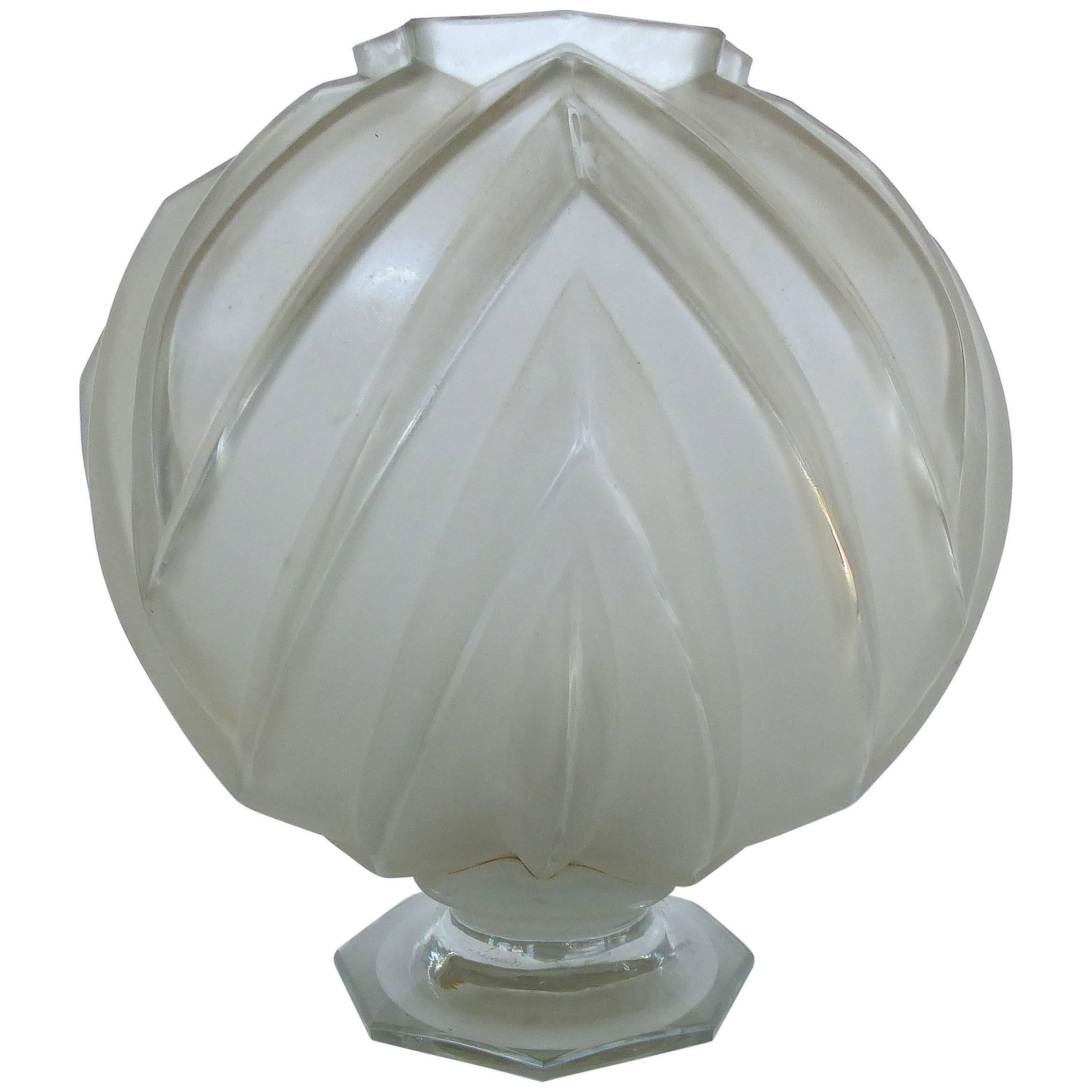 French Art Deco Sabino Glass Vase