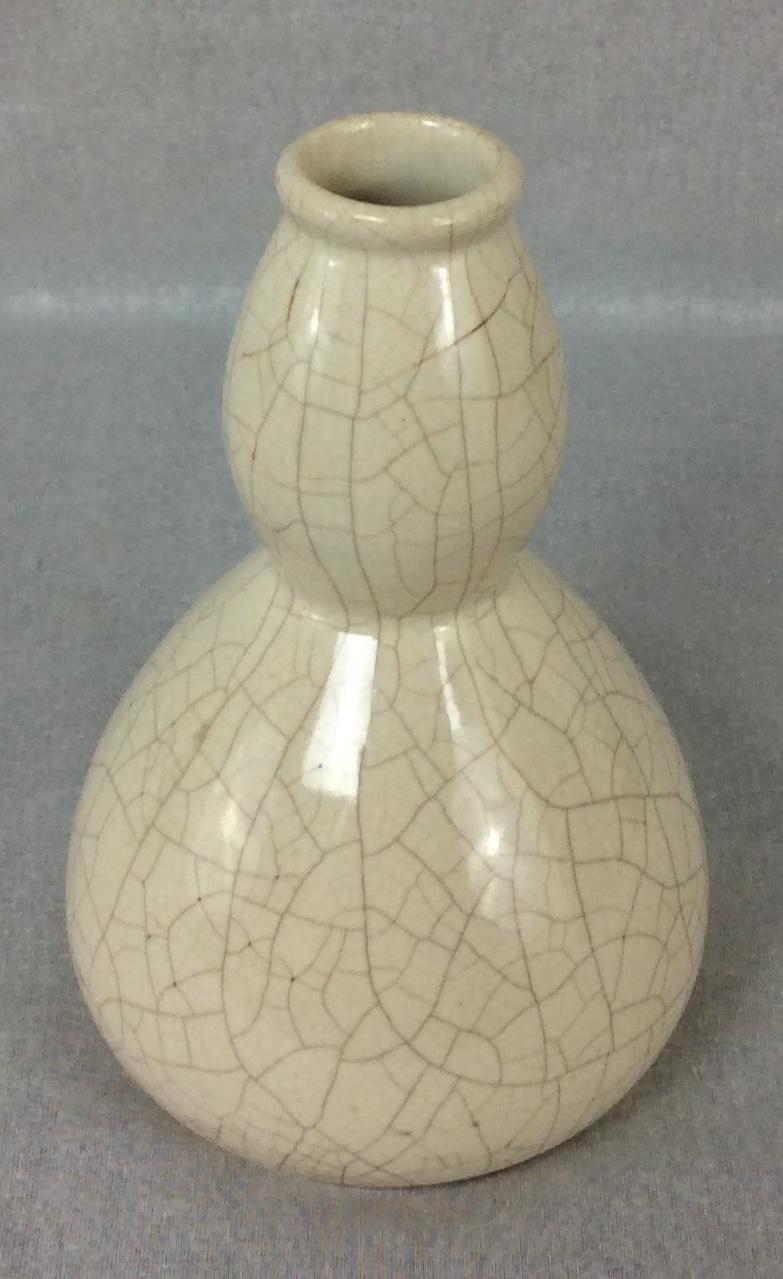 Glazed French Art Deco Saint Clement Crackle Ceramic Vase
