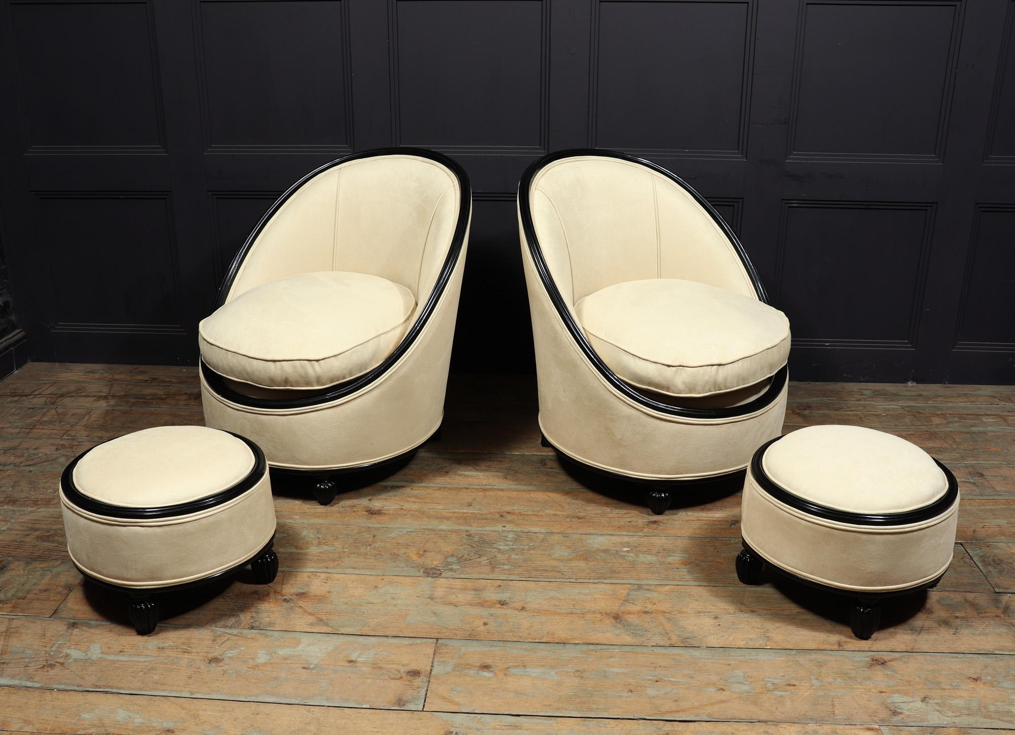 French Art Deco Salon Chairs Manner of Ruhlman c1925 For Sale 5