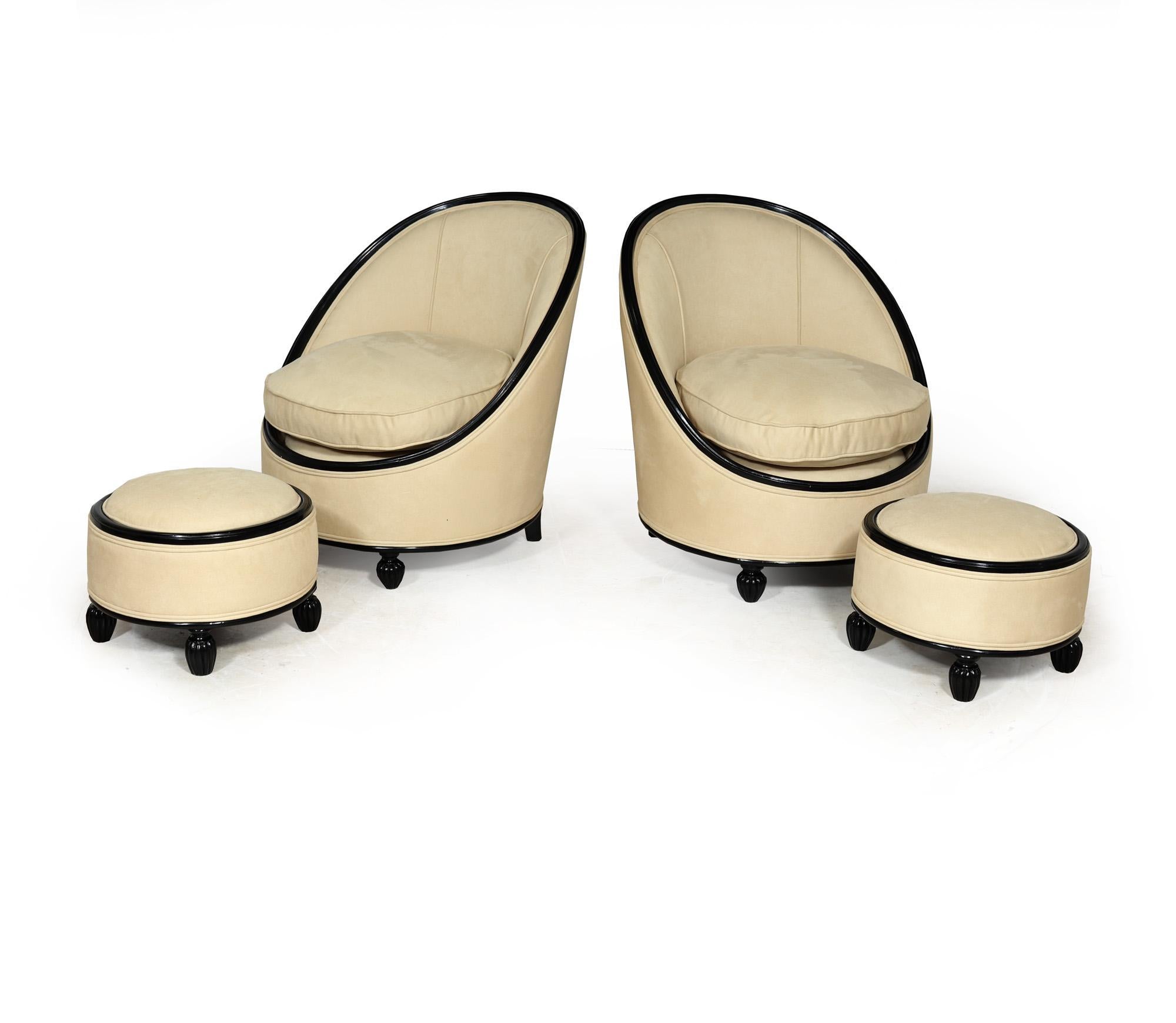 Français Chaises de salon Art déco françaises à la manière de Ruhlman, vers 1925 en vente